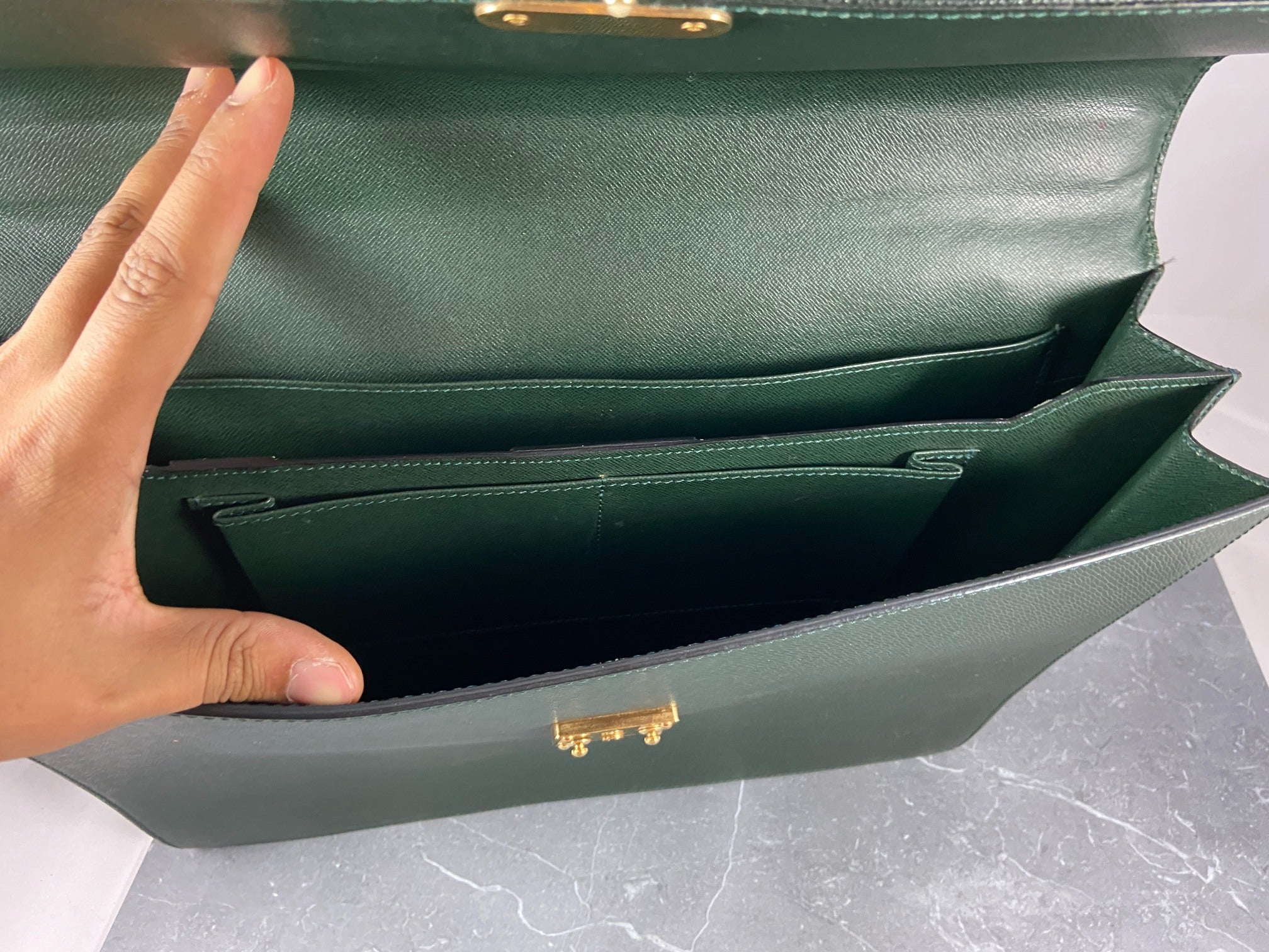 Louis Vuitton Laguito Briefcase Green Taiga Leather