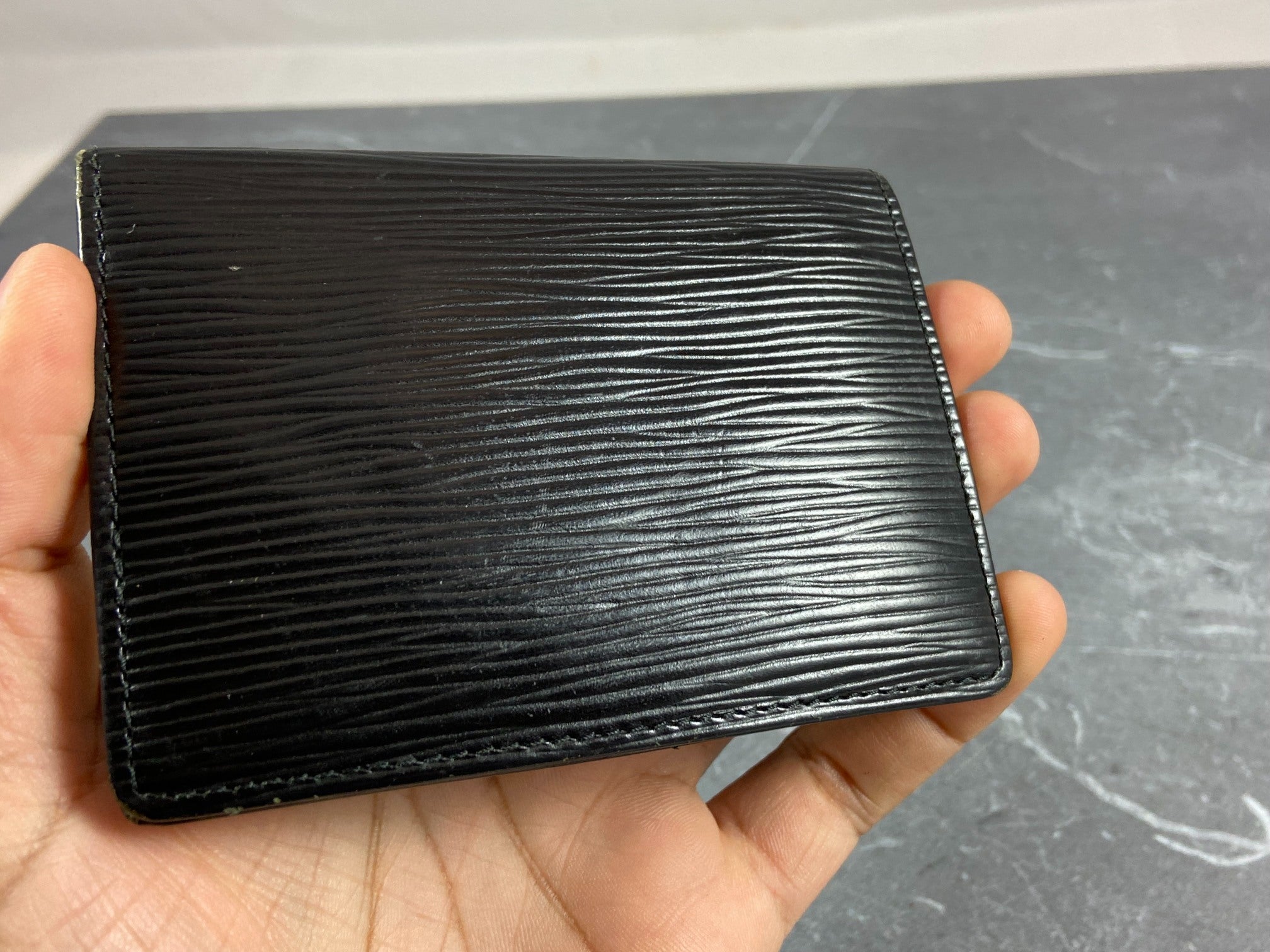 Louis Vuitton Bifold Card Case Black Epi Leather