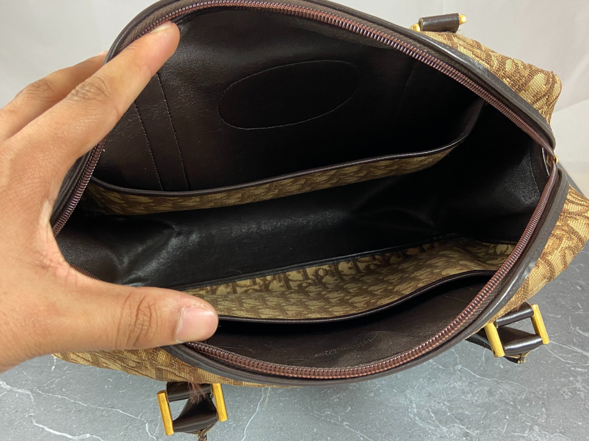 Christian Dior Handbag Brown Trotter Monogram