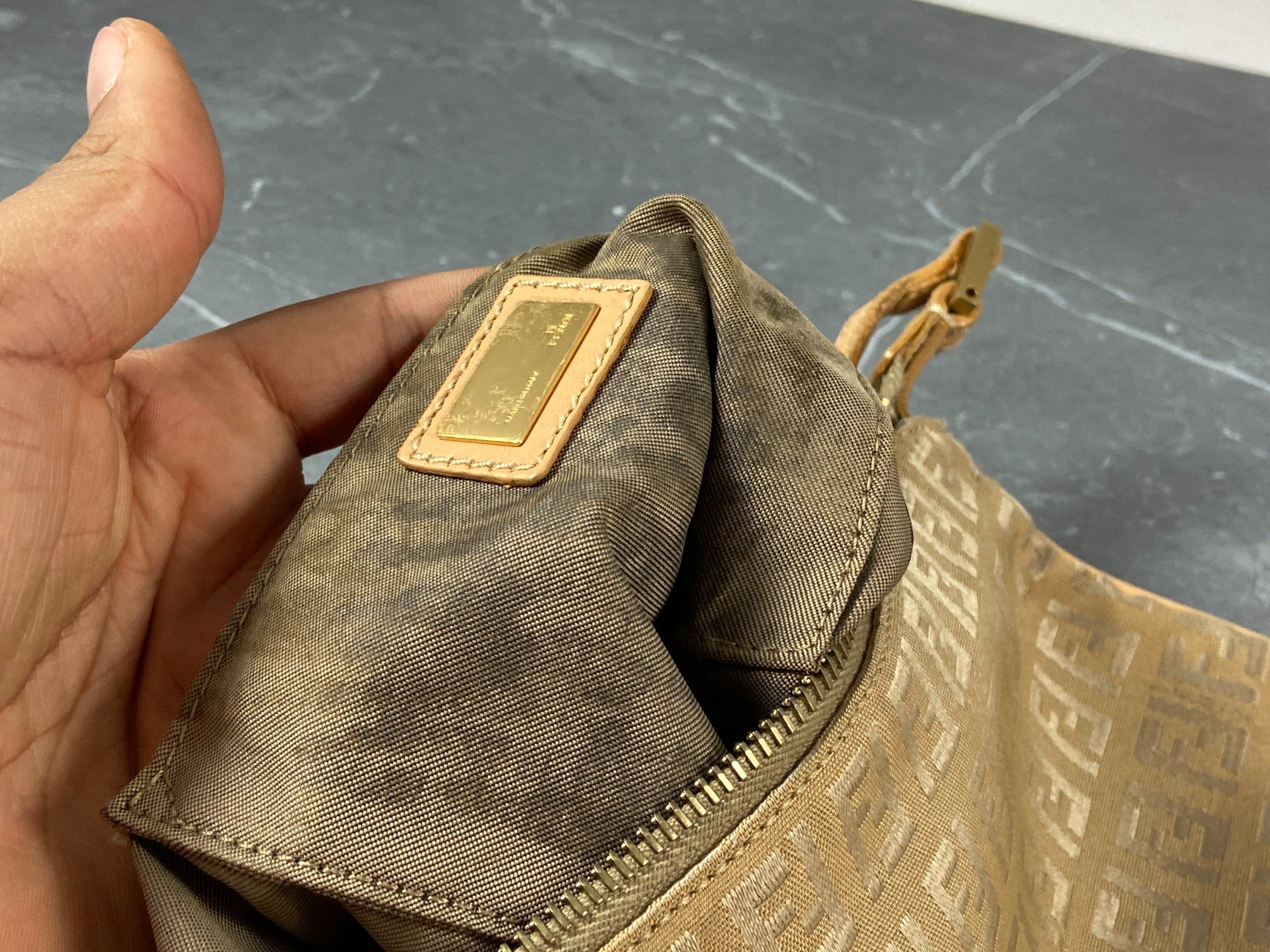 Fendi Shoulder Bag Beige Zucchino Monogram
