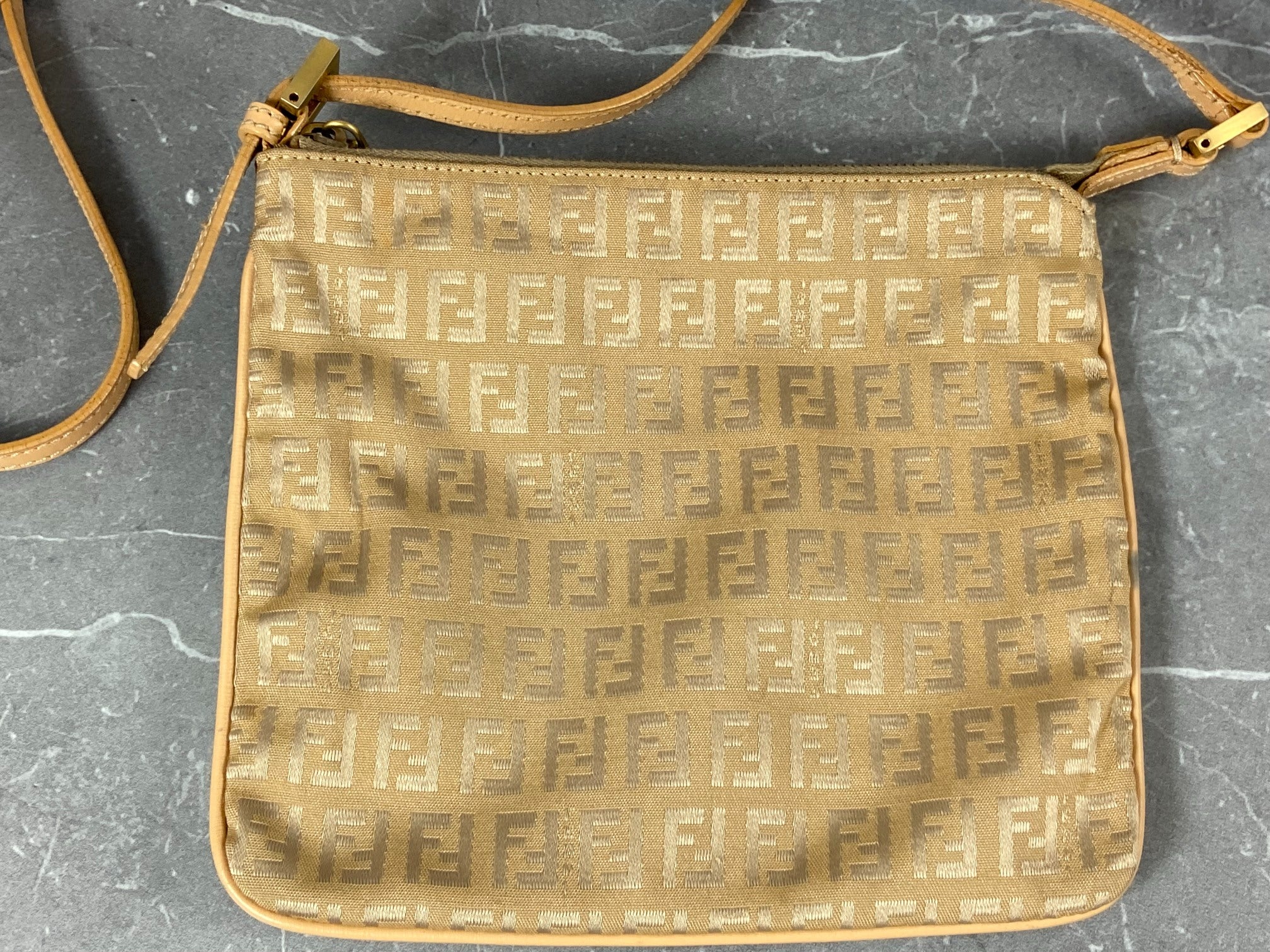 Fendi Shoulder Bag Beige Zucchino Monogram