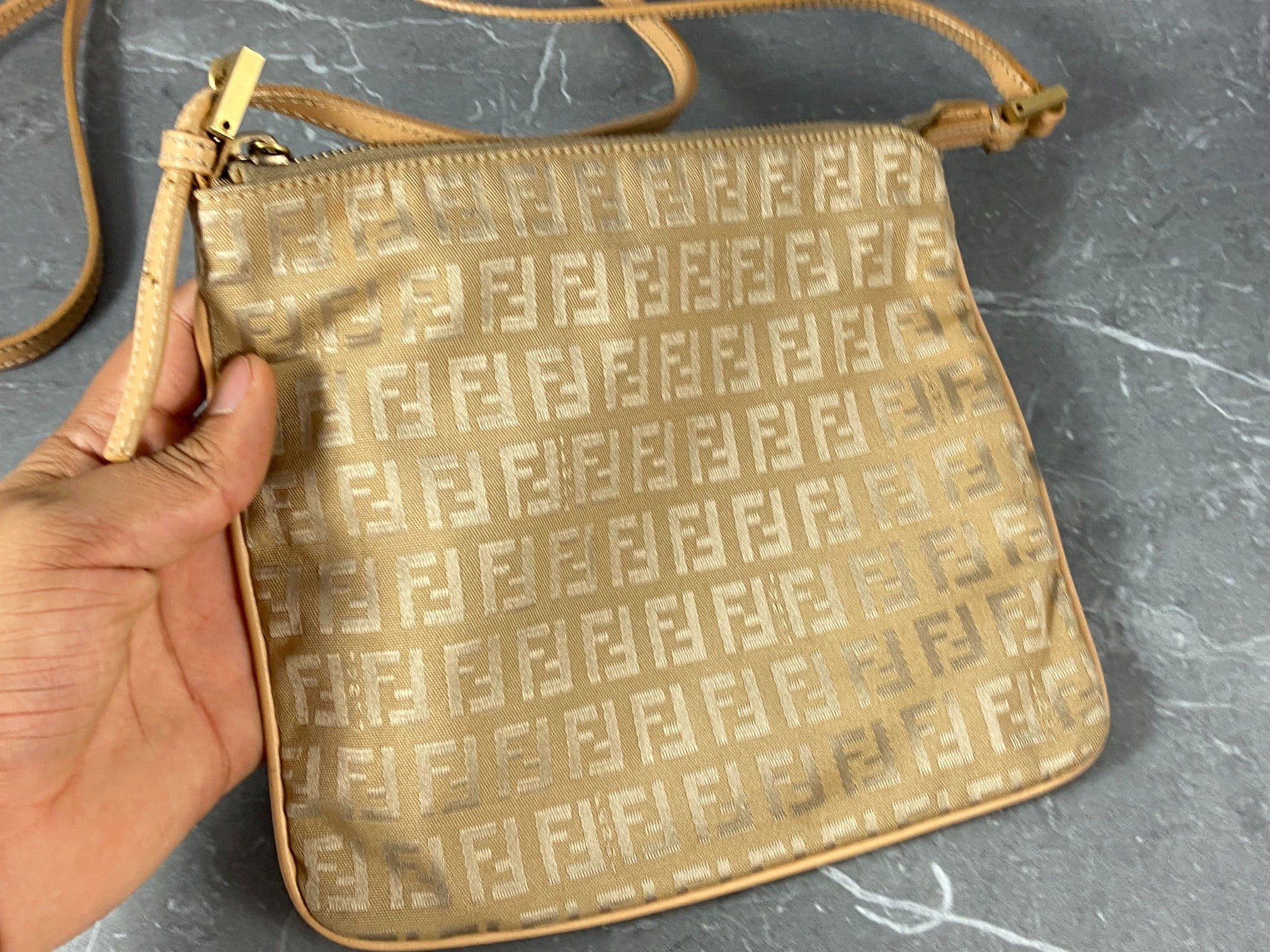 Fendi Shoulder Bag Beige Zucchino Monogram