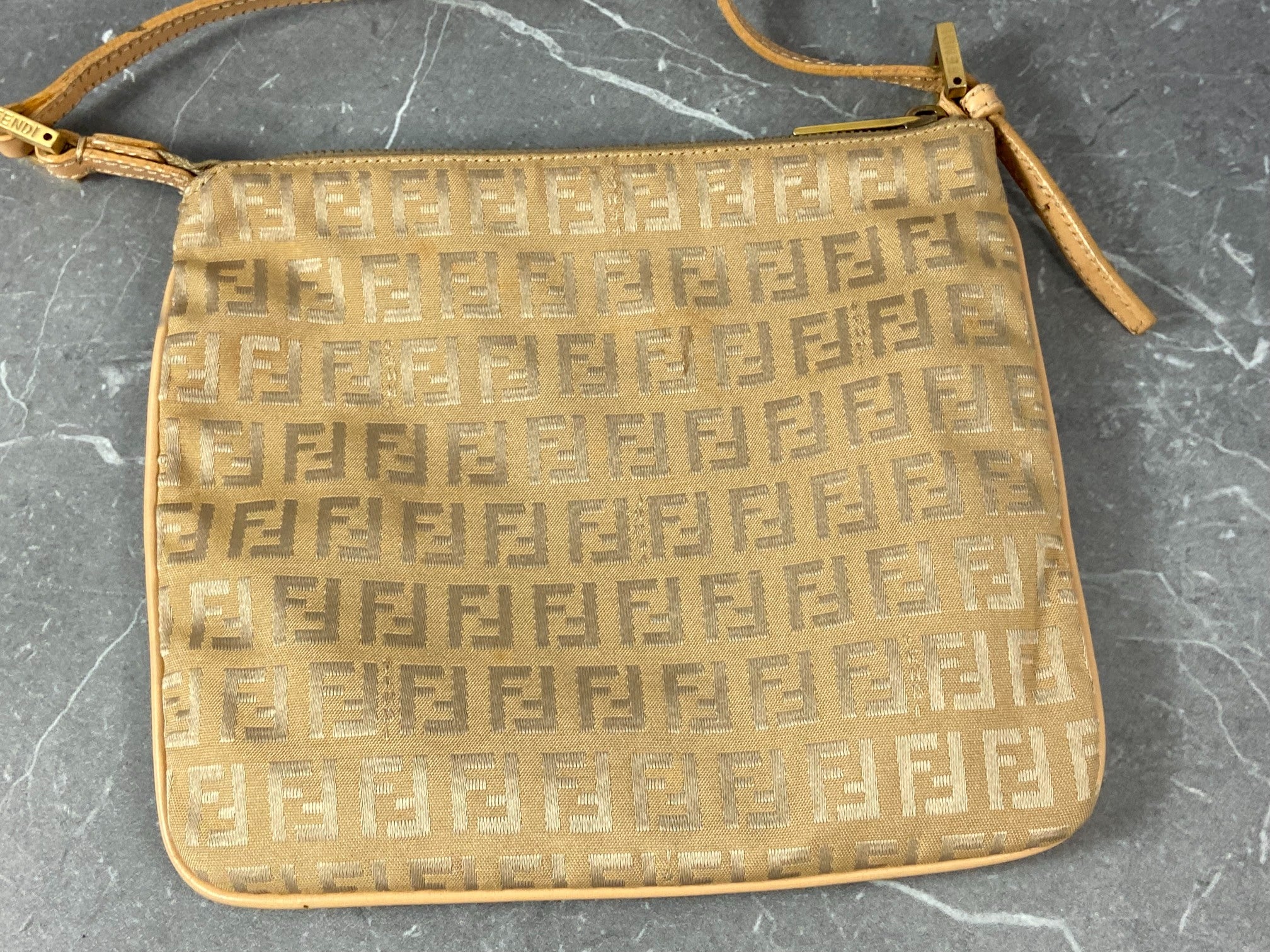 Fendi Shoulder Bag Beige Zucchino Monogram