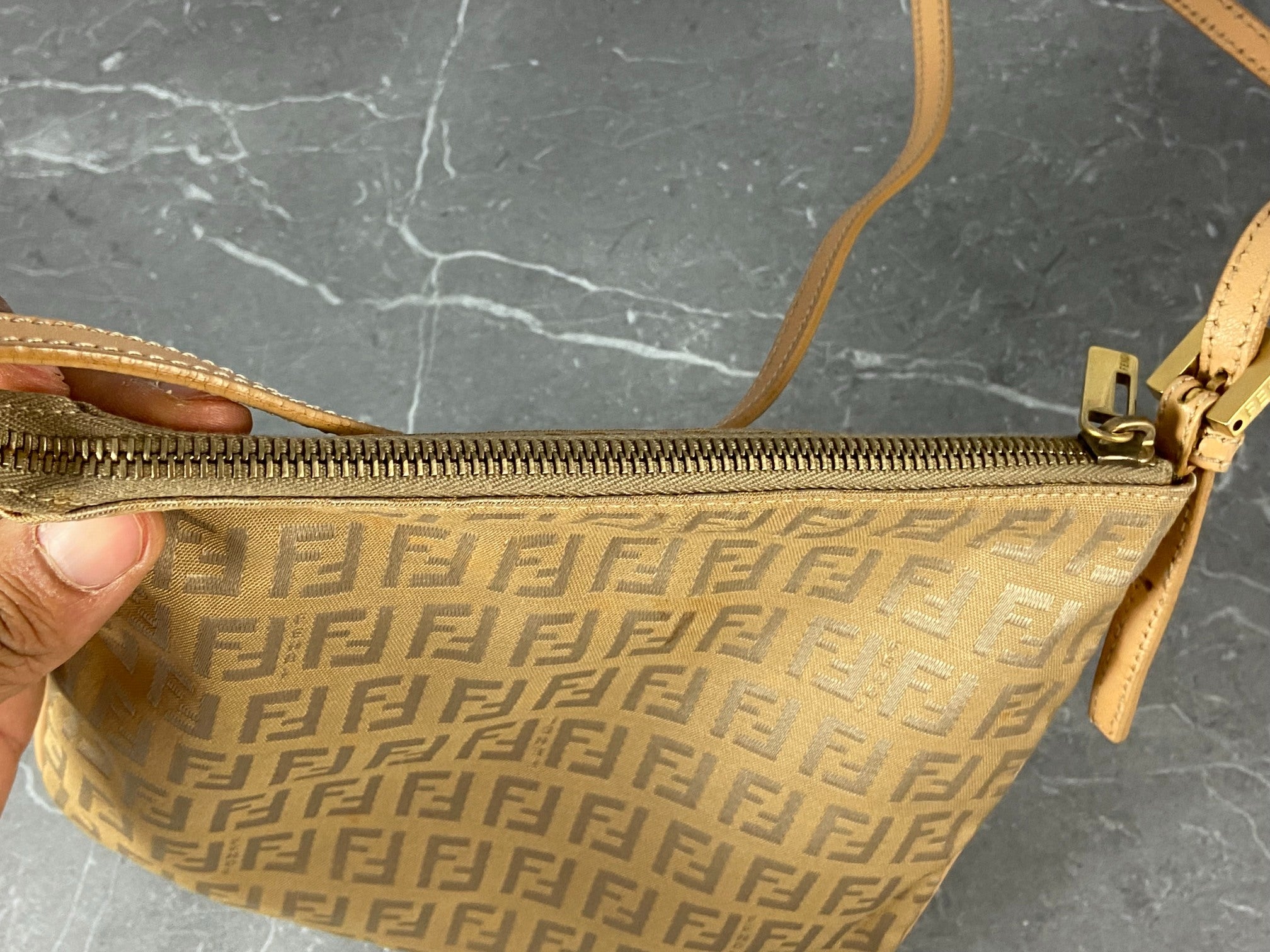 Fendi Shoulder Bag Beige Zucchino Monogram