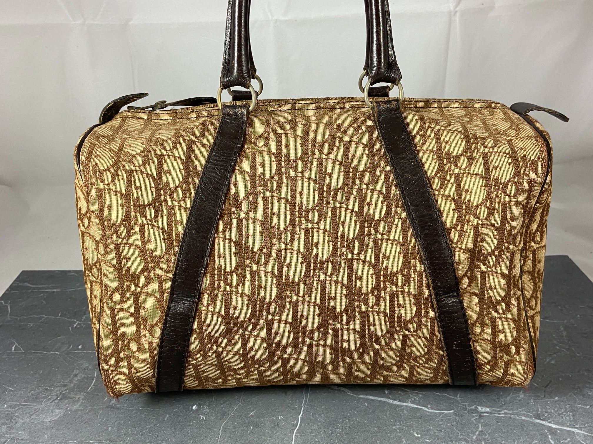 Christian Dior Bowling Bag Brown Trotter Monogram