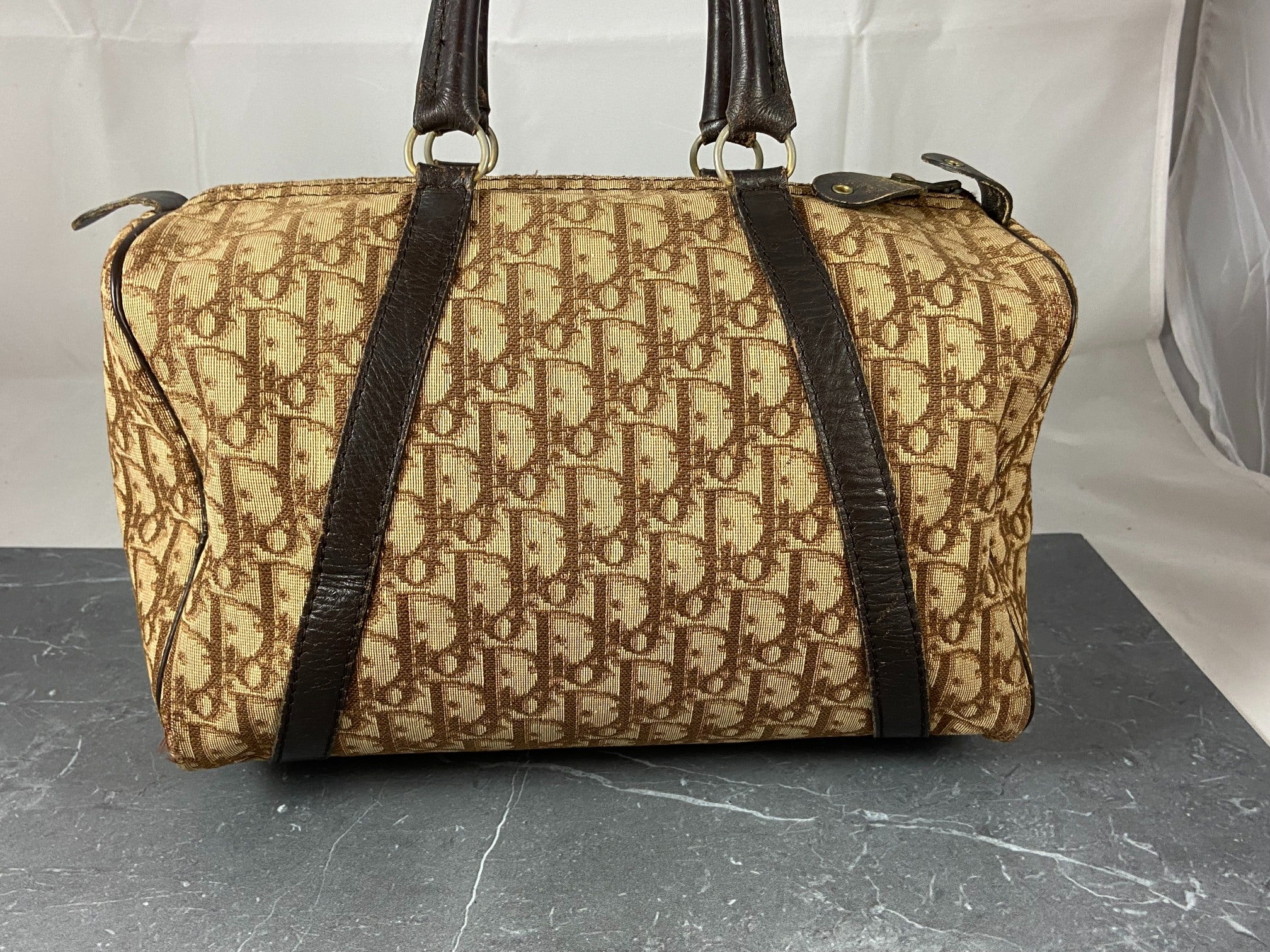 Christian Dior Bowling Bag Brown Trotter Monogram