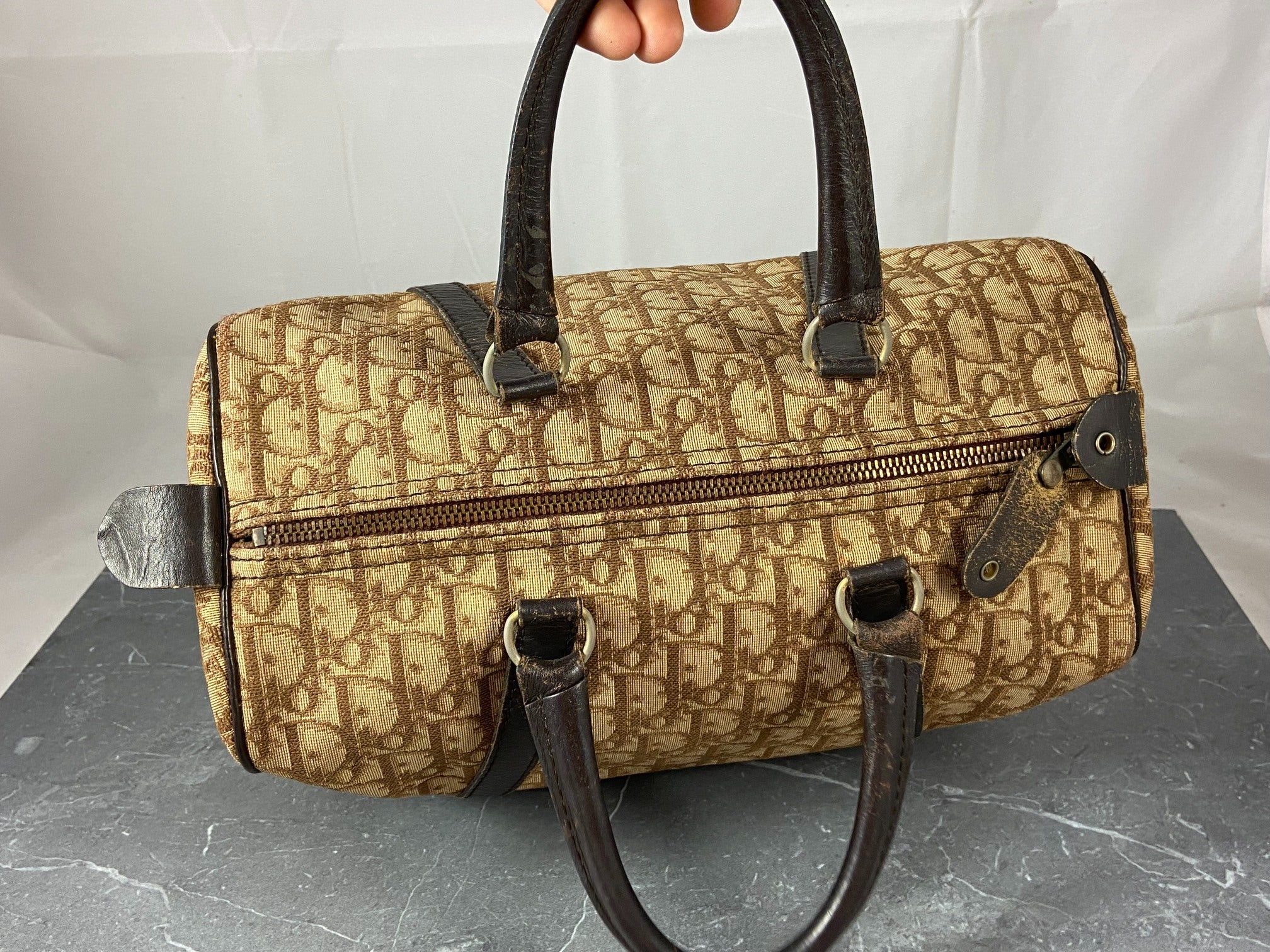 Christian Dior Bowling Bag Brown Trotter Monogram