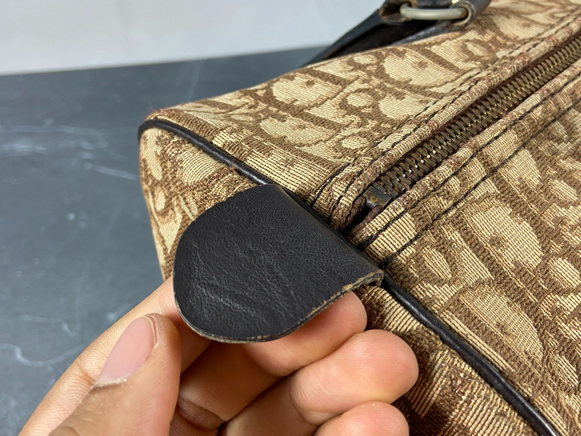 Christian Dior Bowling Bag Brown Trotter Monogram