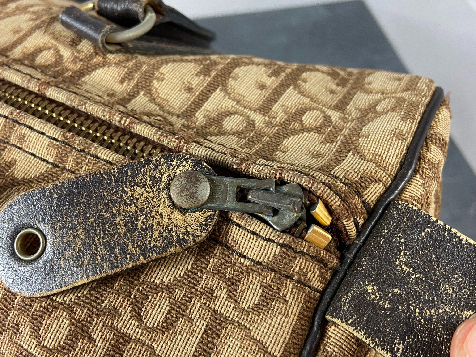 Christian Dior Bowling Bag Brown Trotter Monogram