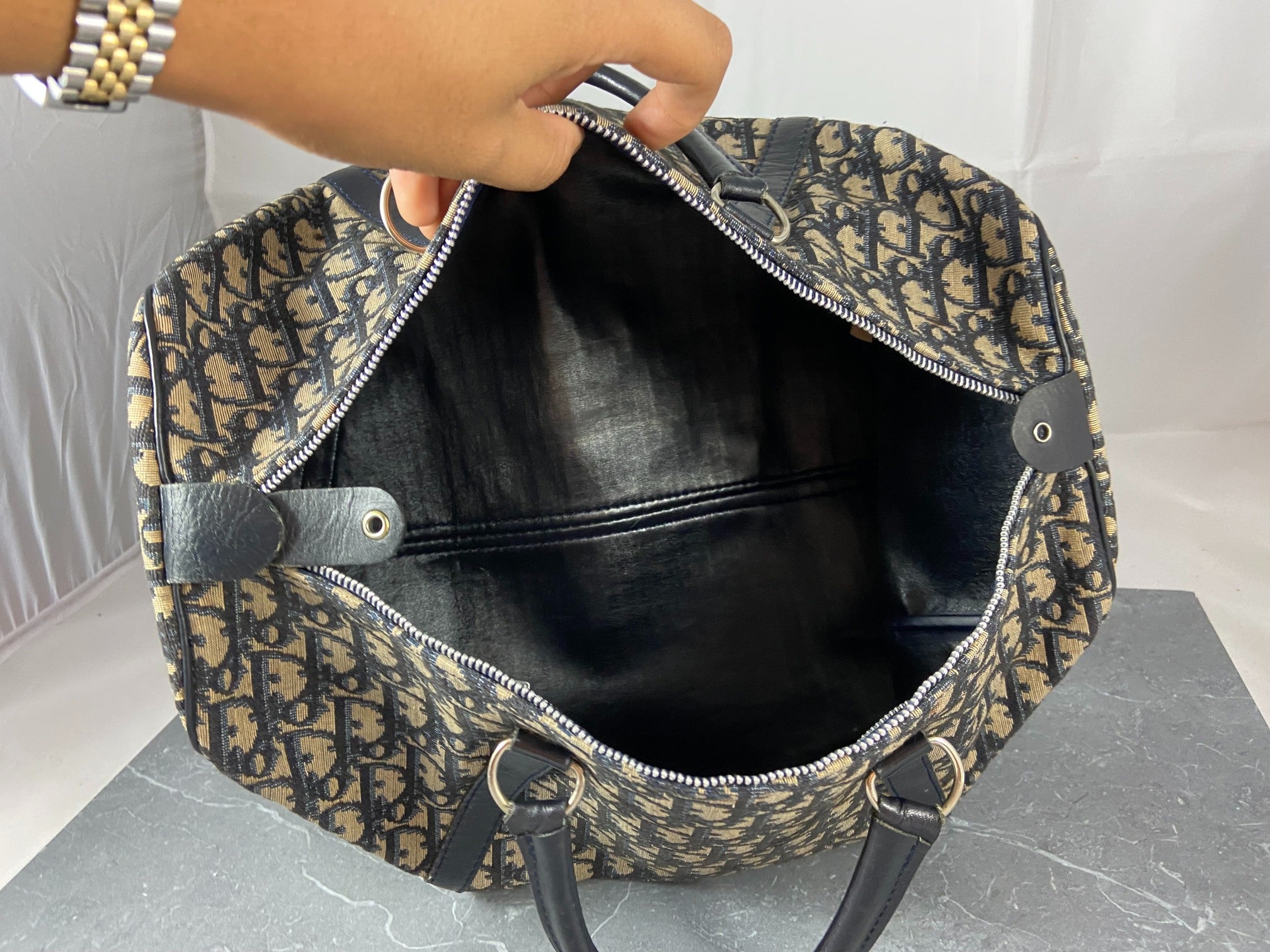 Christian Dior Boston / Duffle Bag Blue Trotter Monogram