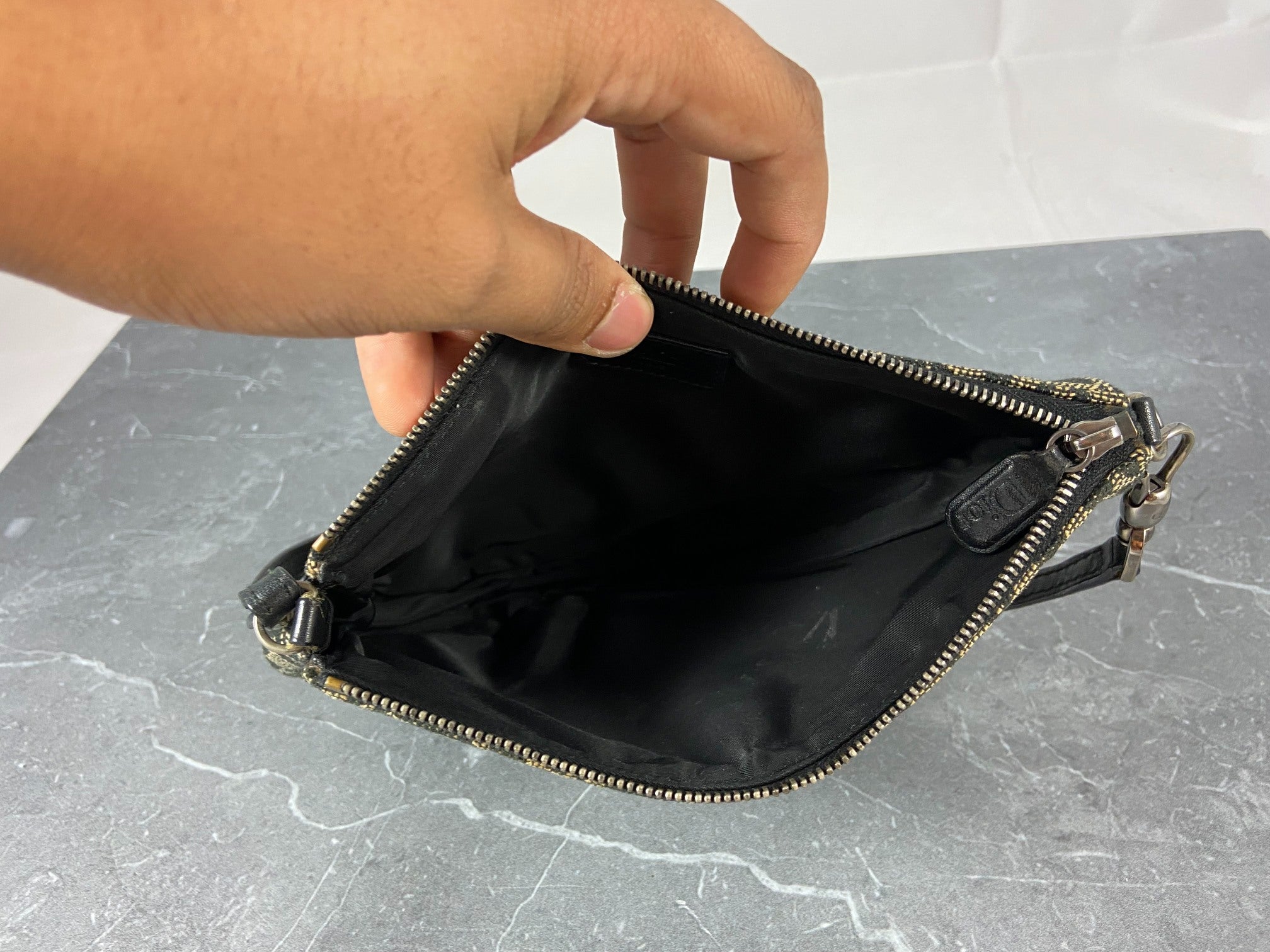 Christian Dior Saddle Pochette / Mini / Hobo Bag Black Trotter Monogram