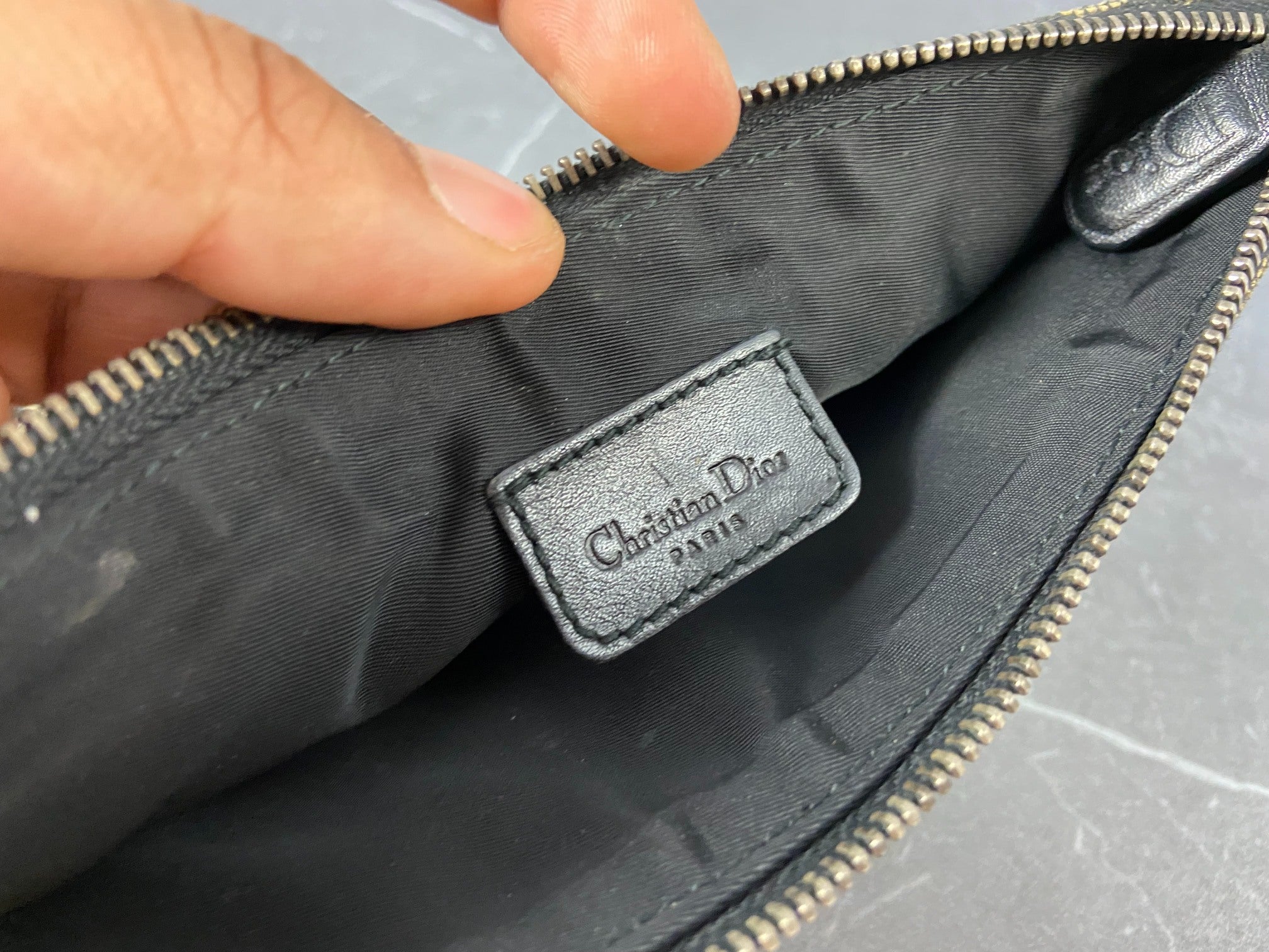 Christian Dior Saddle Pochette / Mini / Hobo Bag Black Trotter Monogram