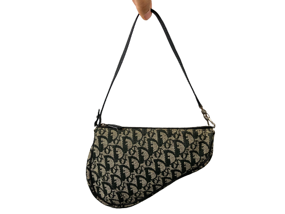 Christian Dior Saddle Pochette / Mini / Hobo Bag Black Trotter Monogram