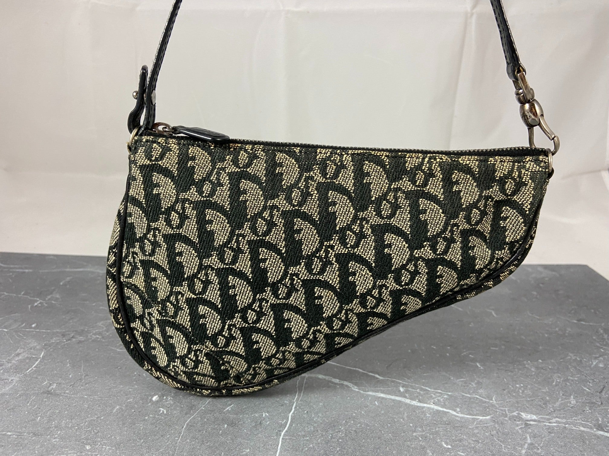 Christian Dior Saddle Pochette / Mini / Hobo Bag Black Trotter Monogram