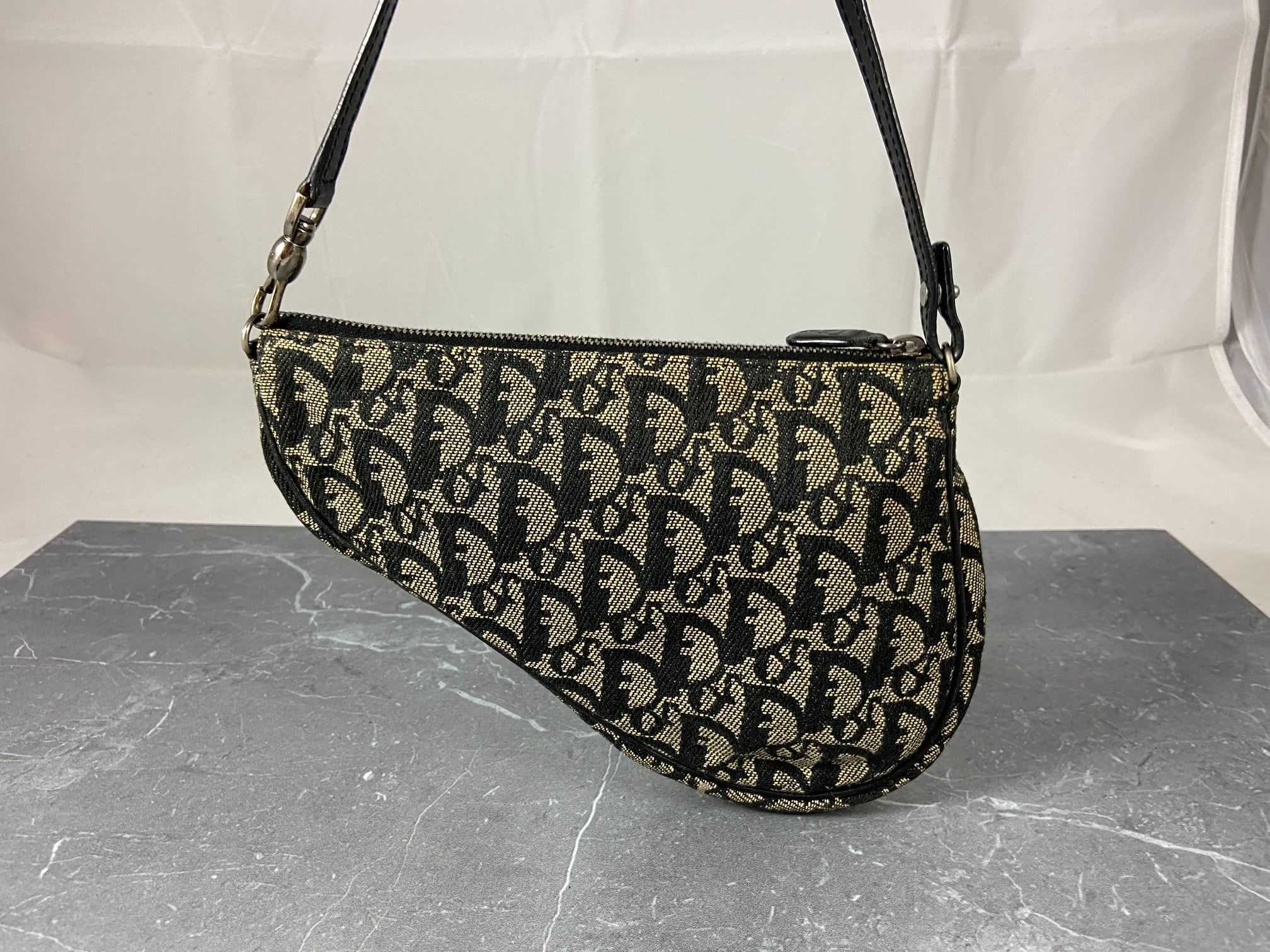 Christian Dior Saddle Pochette / Mini / Hobo Bag Black Trotter Monogram