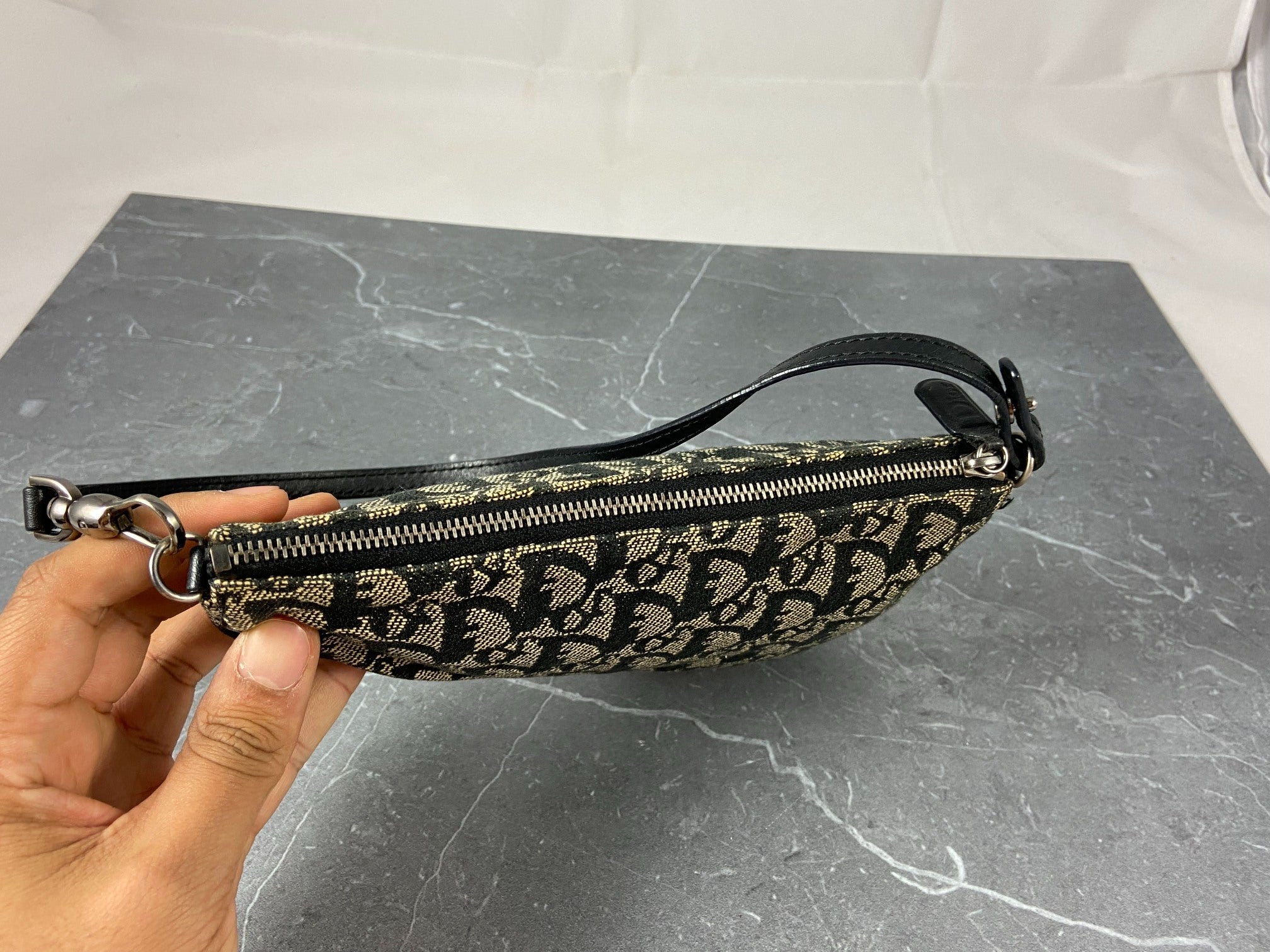 Christian Dior Saddle Pochette / Mini / Hobo Bag Black Trotter Monogram