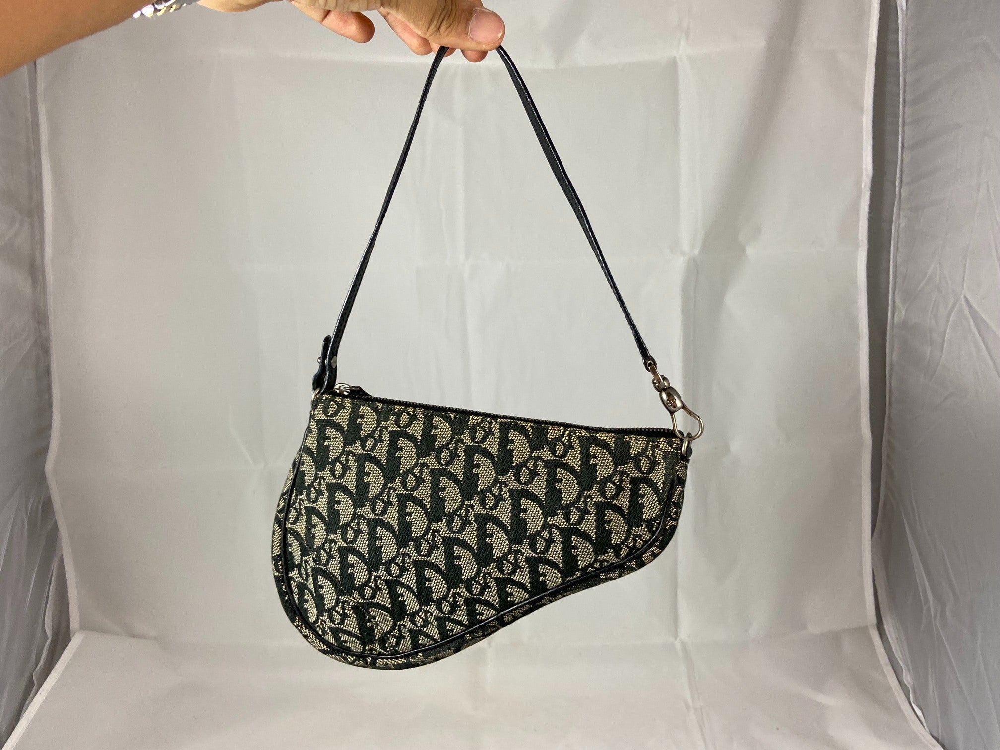 Christian Dior Saddle Pochette / Mini / Hobo Bag Black Trotter Monogram