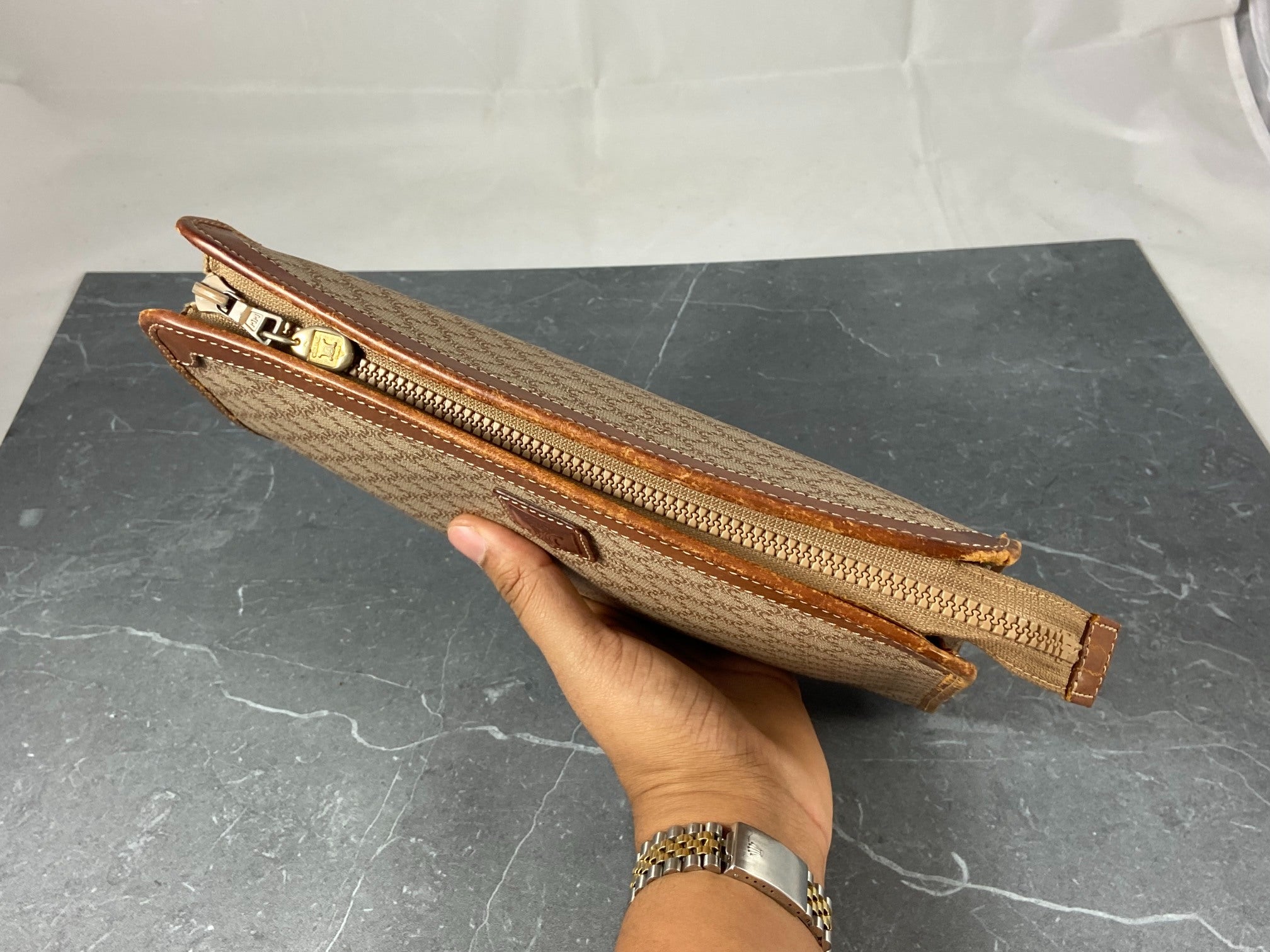 Celine Macadam Clutch Beige