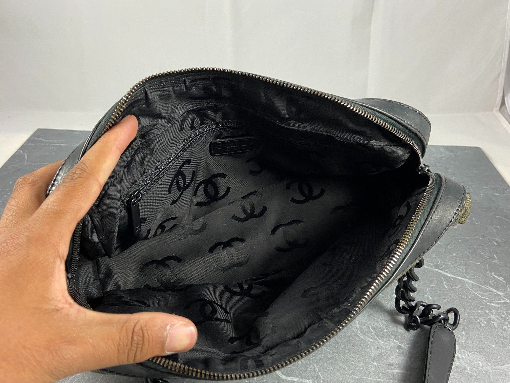 Chanel Wool Hand / Shoulder Bag Black