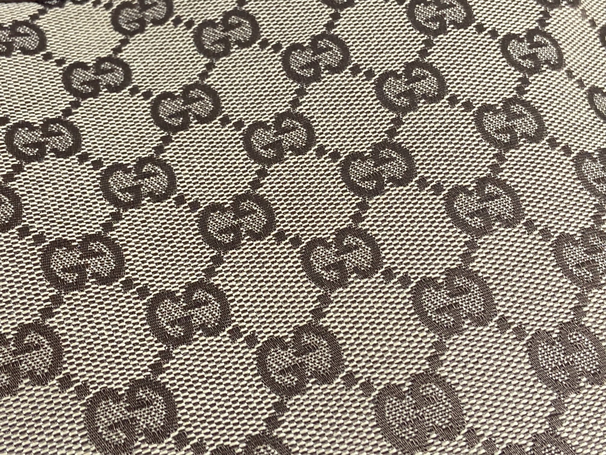 Gucci Hand / Hobo Bag Beige GG Monogram + Brown Leather