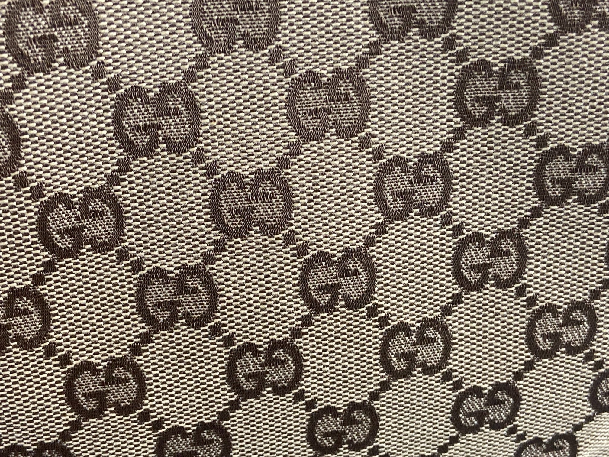 Gucci Hand / Hobo Bag Beige GG Monogram + Brown Leather