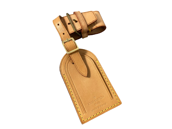Louis Vuitton Luggage Tag & Handle Belt Beige Vachetta Leather
