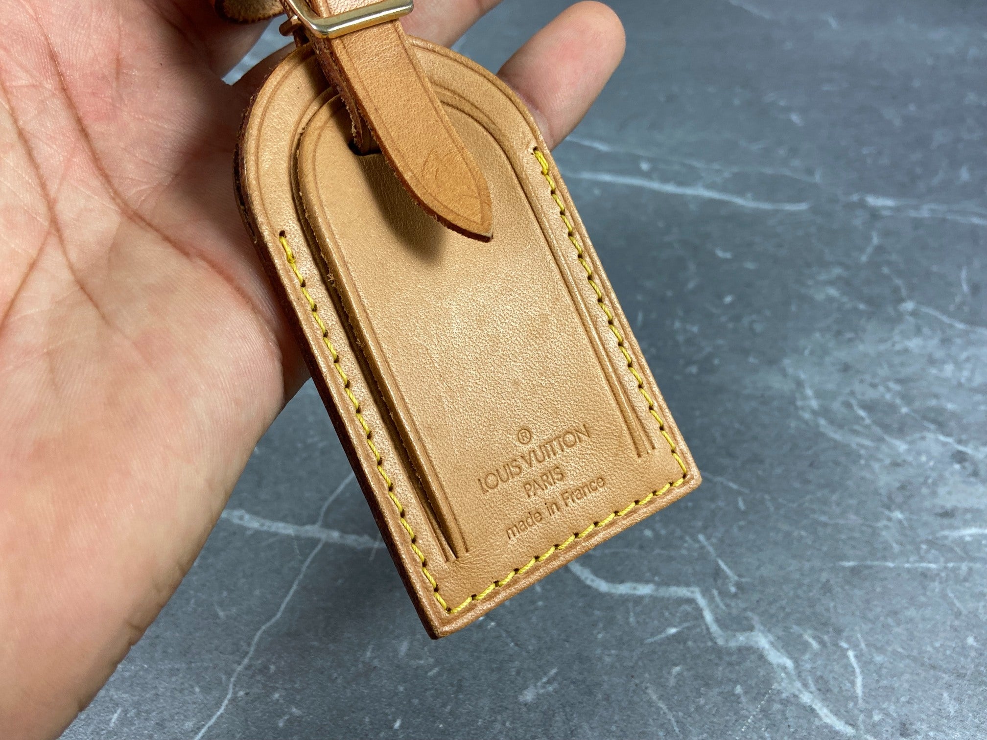 Louis Vuitton Luggage Tag & Handle Belt Beige Vachetta Leather