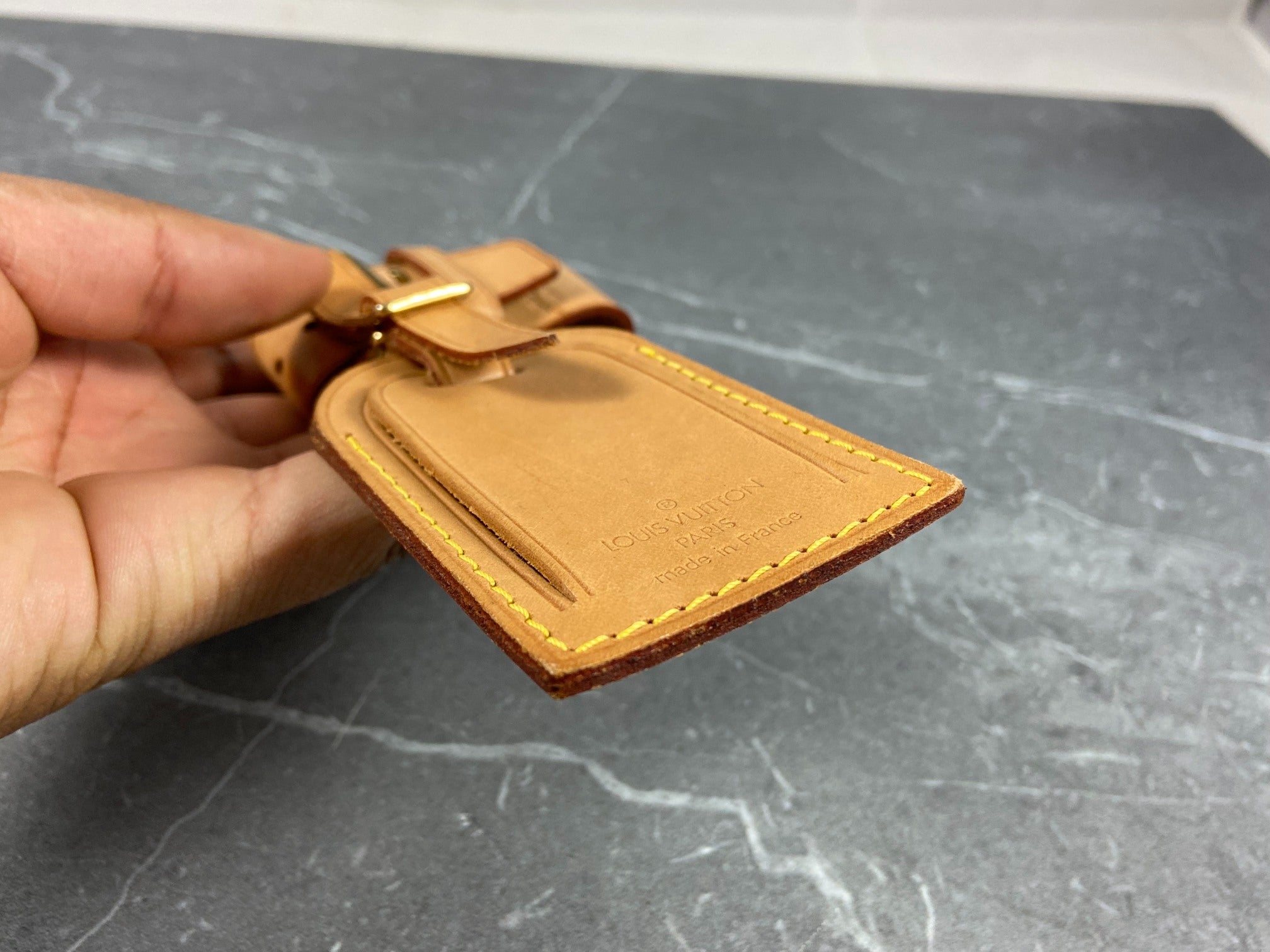 Louis Vuitton Luggage Tag & Handle Belt Beige Vachetta Leather