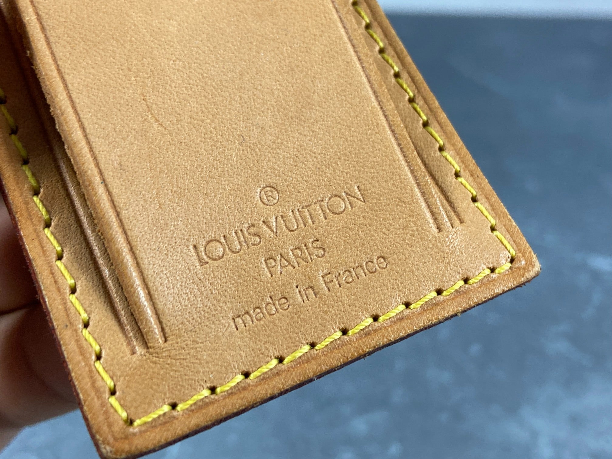 Louis Vuitton Luggage Tag & Handle Belt Beige Vachetta Leather