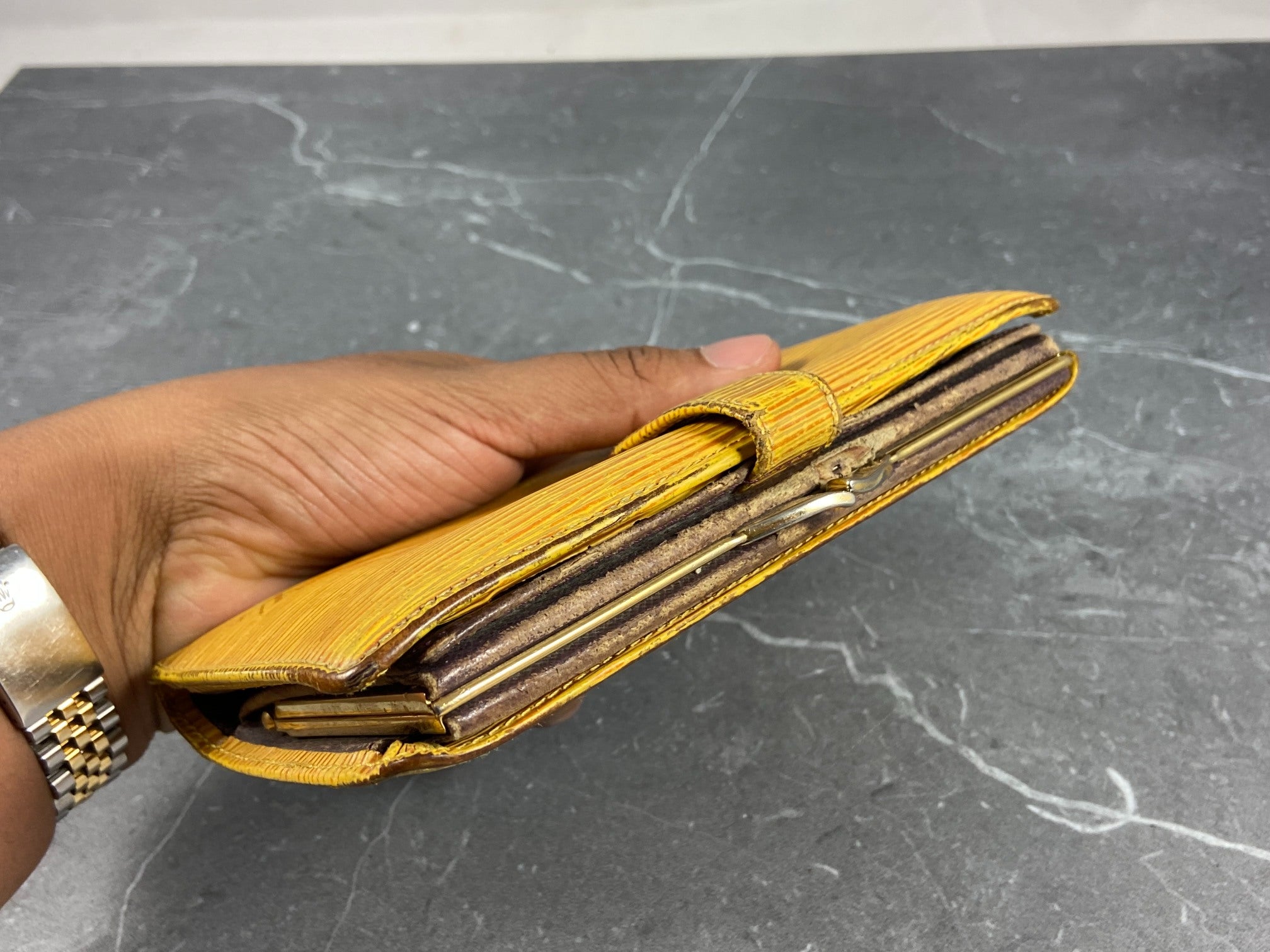 Louis Vuitton French Long Wallet Yellow Epi Leather
