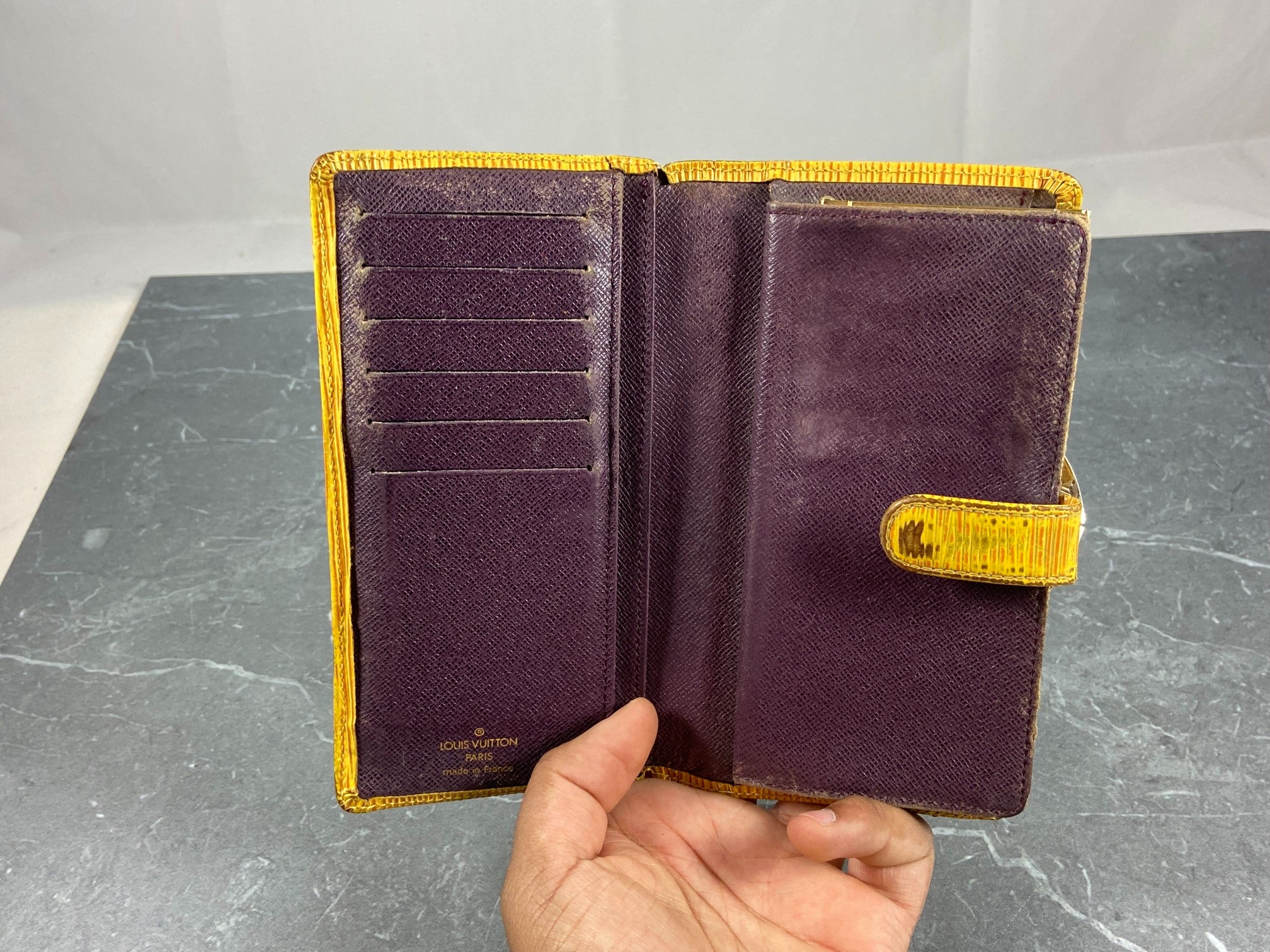 Louis Vuitton French Long Wallet Yellow Epi Leather