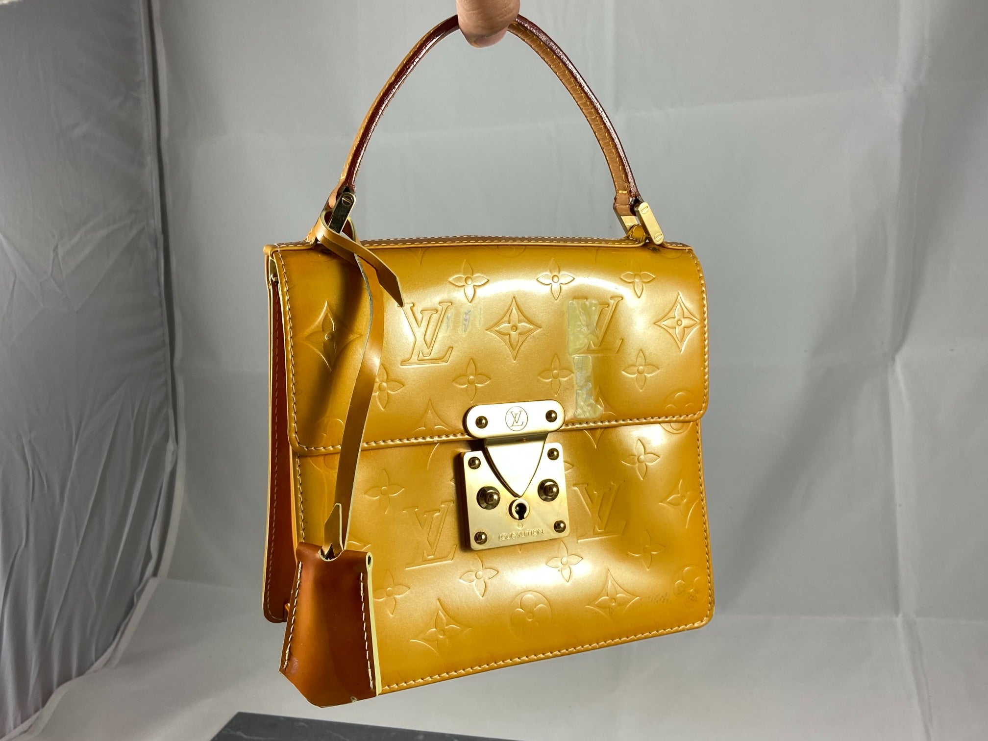 Louis Vuitton Spring Street Handbag Yellow Vernis Leather