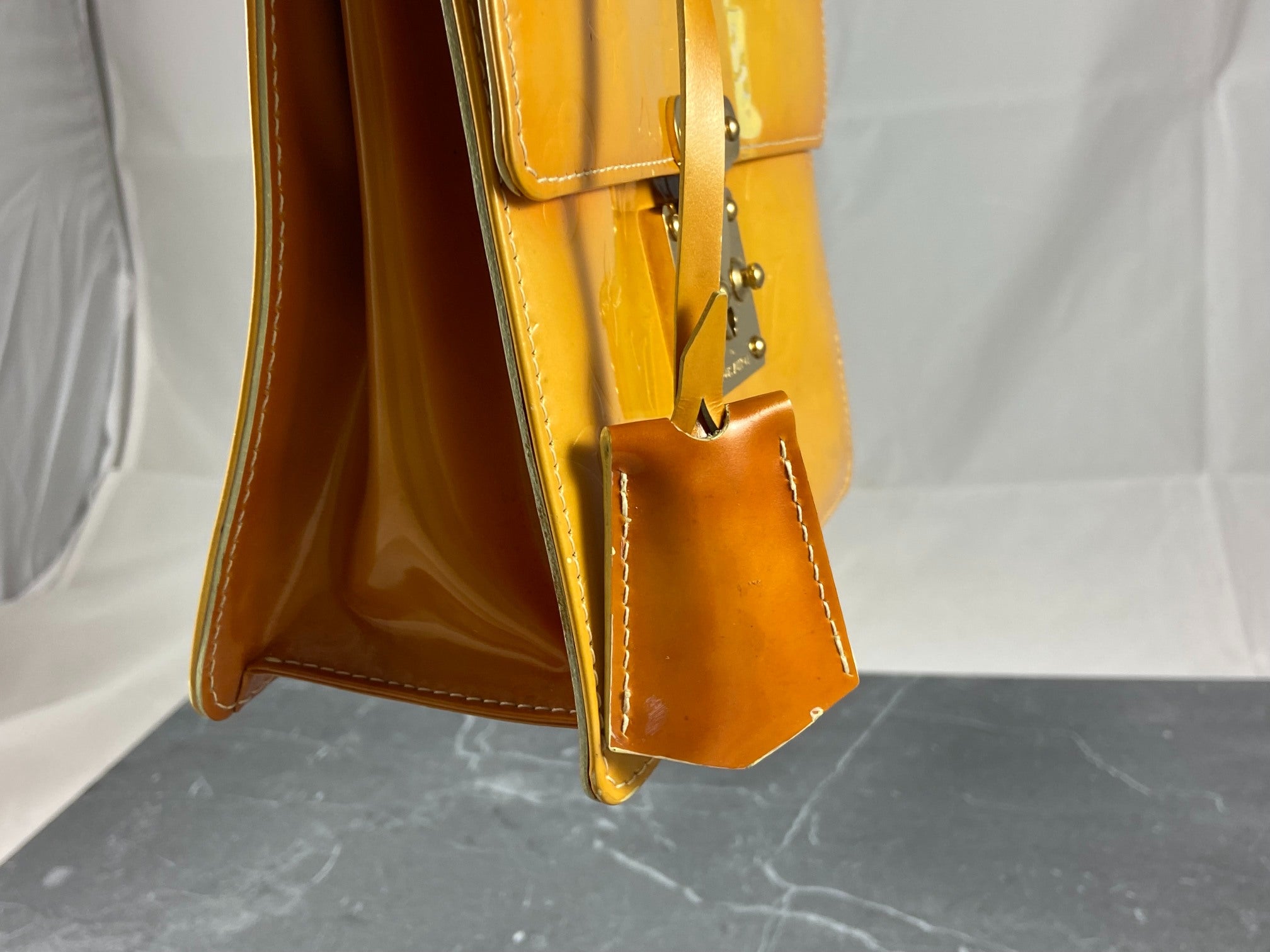 Louis Vuitton Spring Street Handbag Yellow Vernis Leather