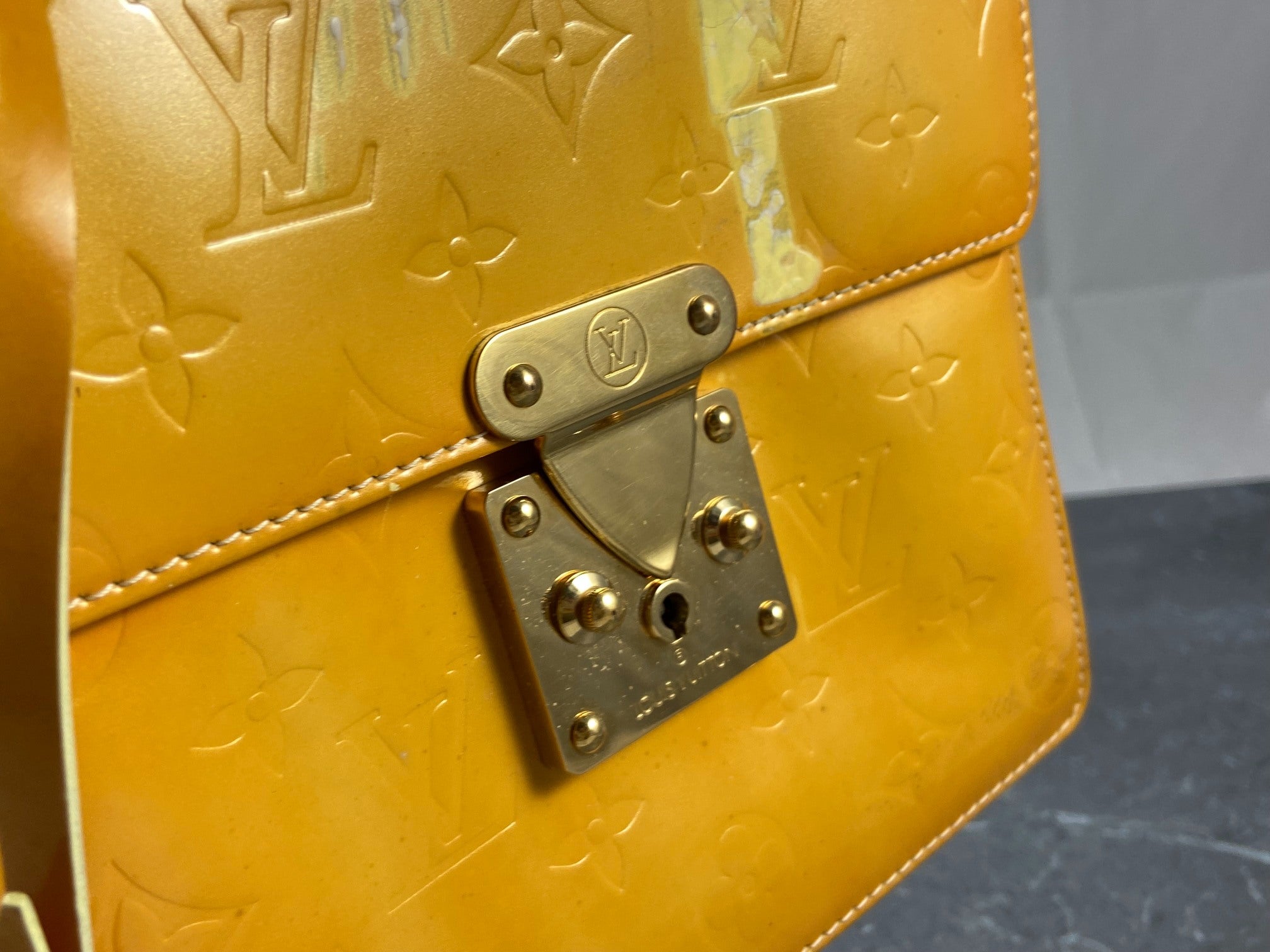 Louis Vuitton Spring Street Handbag Yellow Vernis Leather