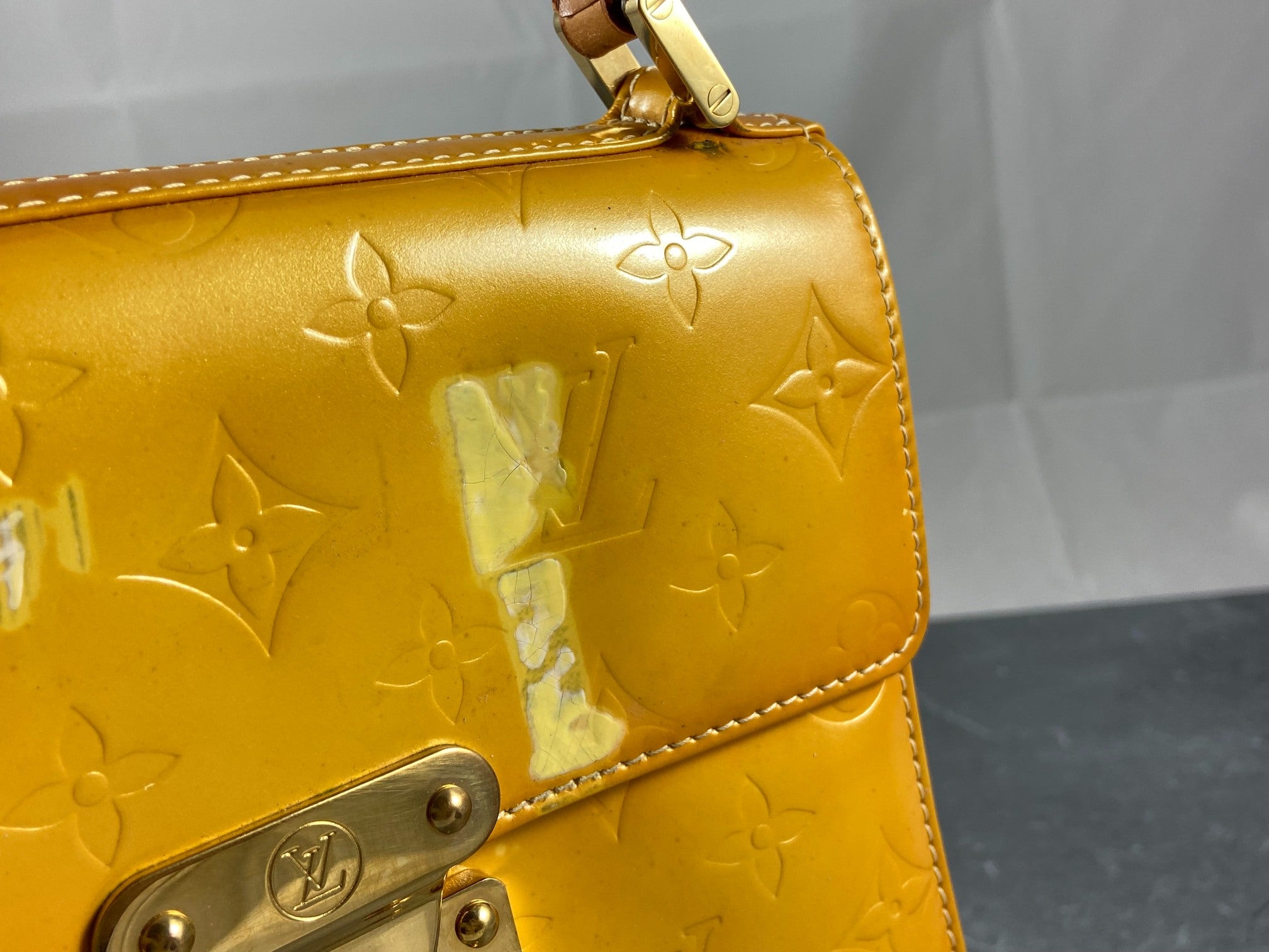 Louis Vuitton Spring Street Handbag Yellow Vernis Leather