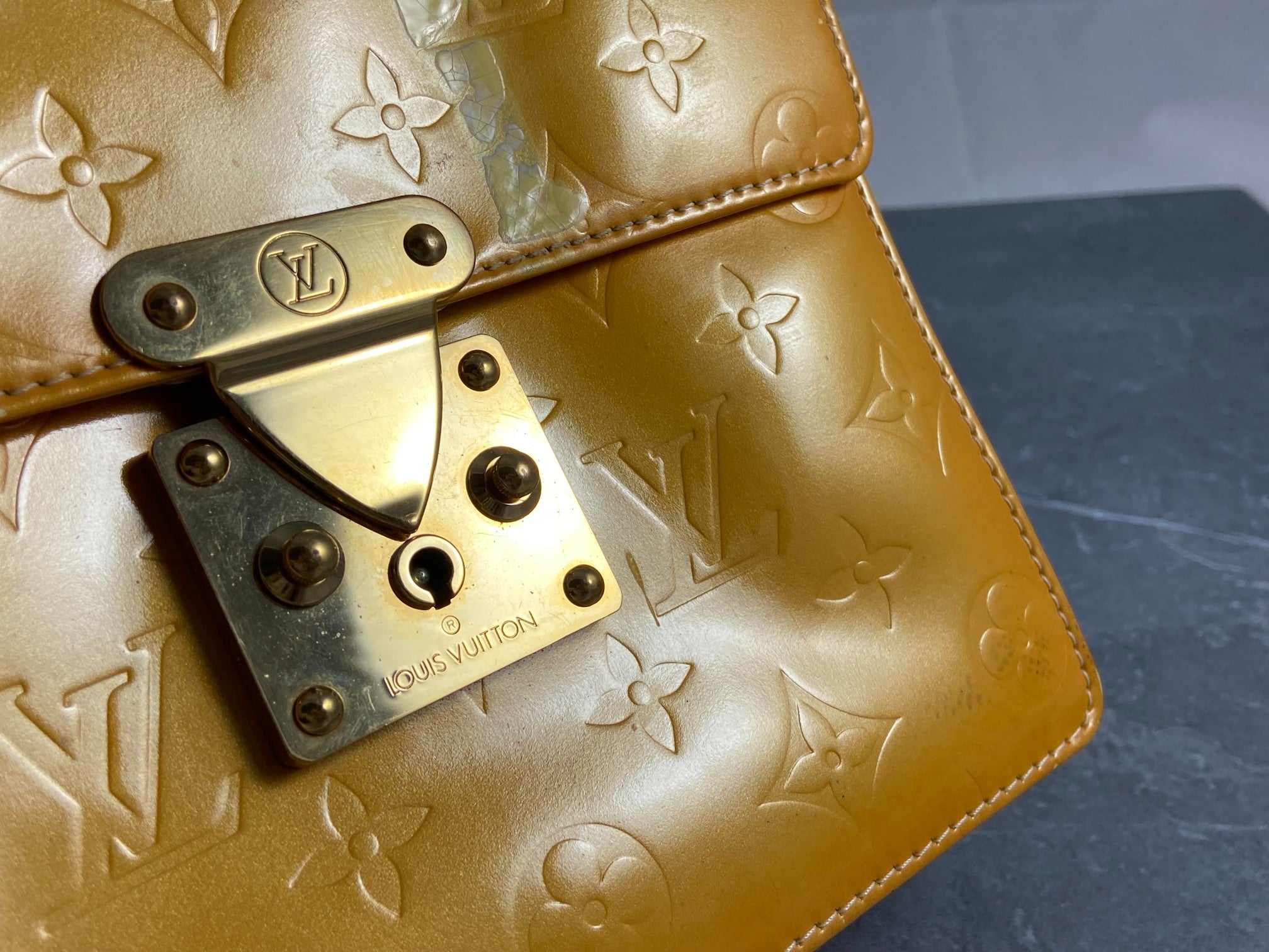 Louis Vuitton Spring Street Handbag Yellow Vernis Leather