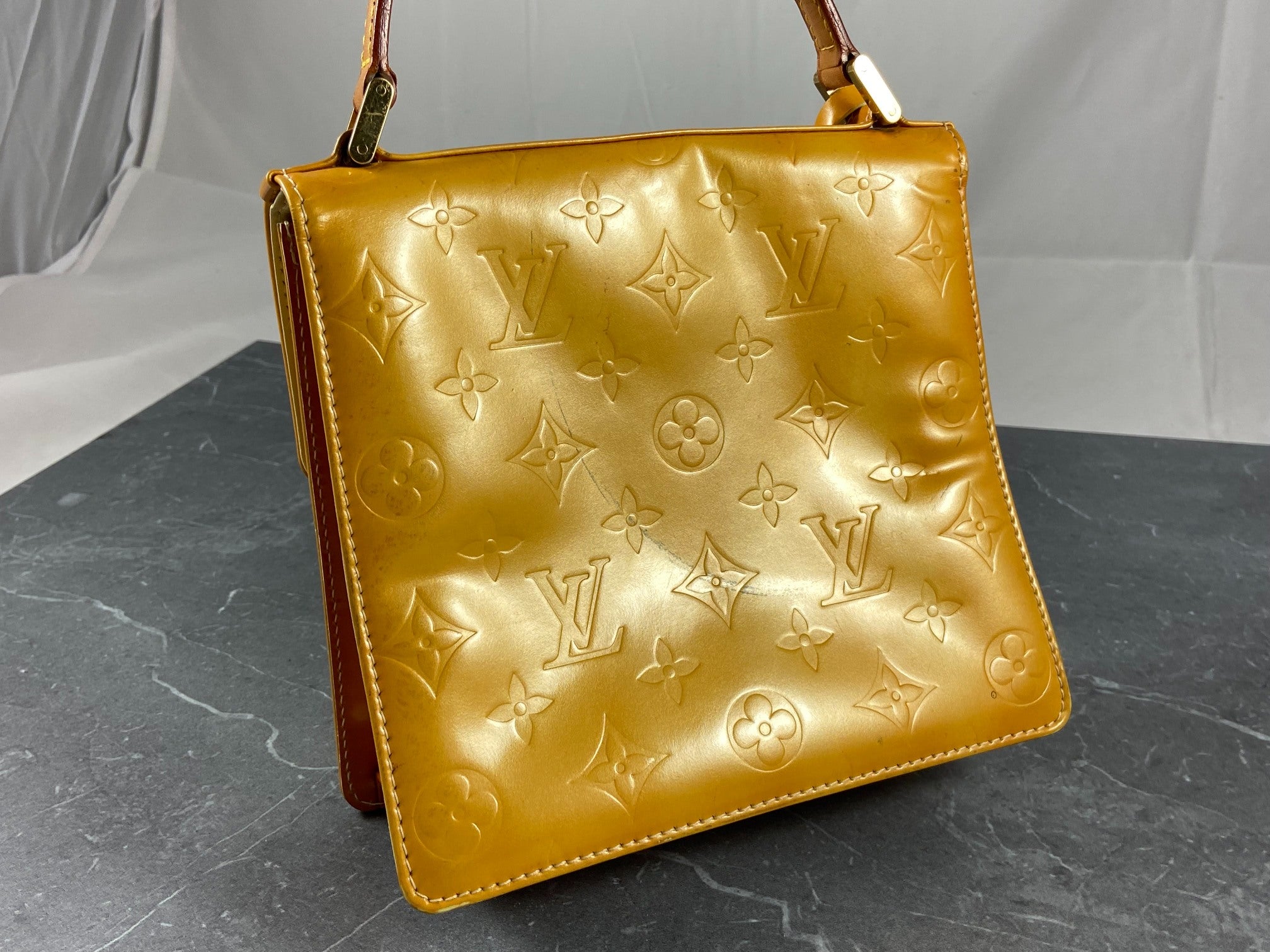 Louis Vuitton Spring Street Handbag Yellow Vernis Leather