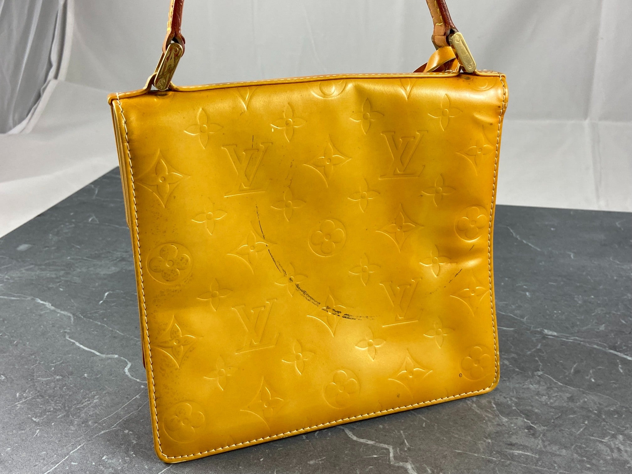 Louis Vuitton Spring Street Handbag Yellow Vernis Leather