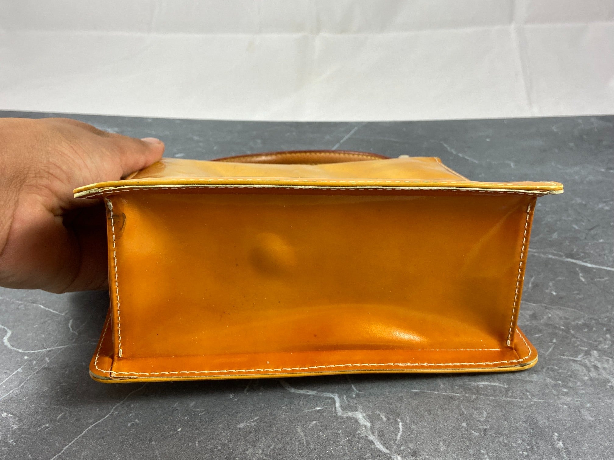 Louis Vuitton Spring Street Handbag Yellow Vernis Leather