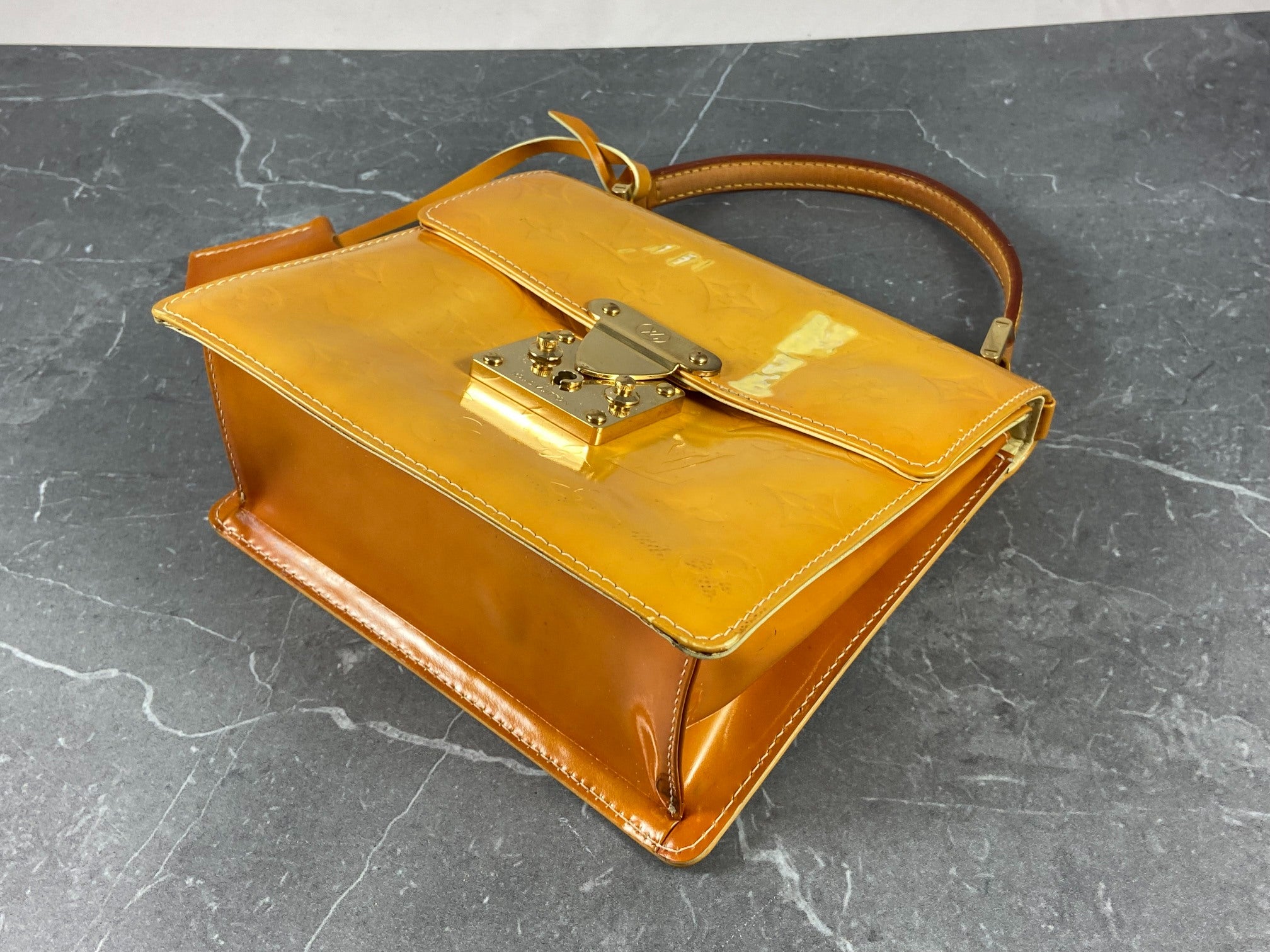 Louis Vuitton Spring Street Handbag Yellow Vernis Leather