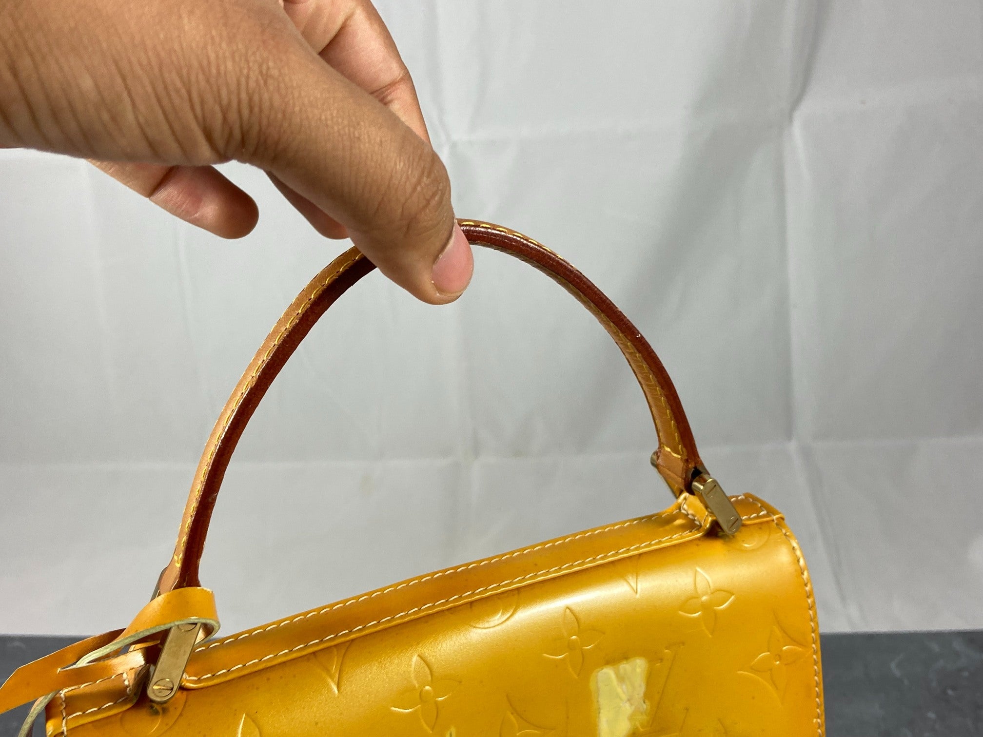Louis Vuitton Spring Street Handbag Yellow Vernis Leather