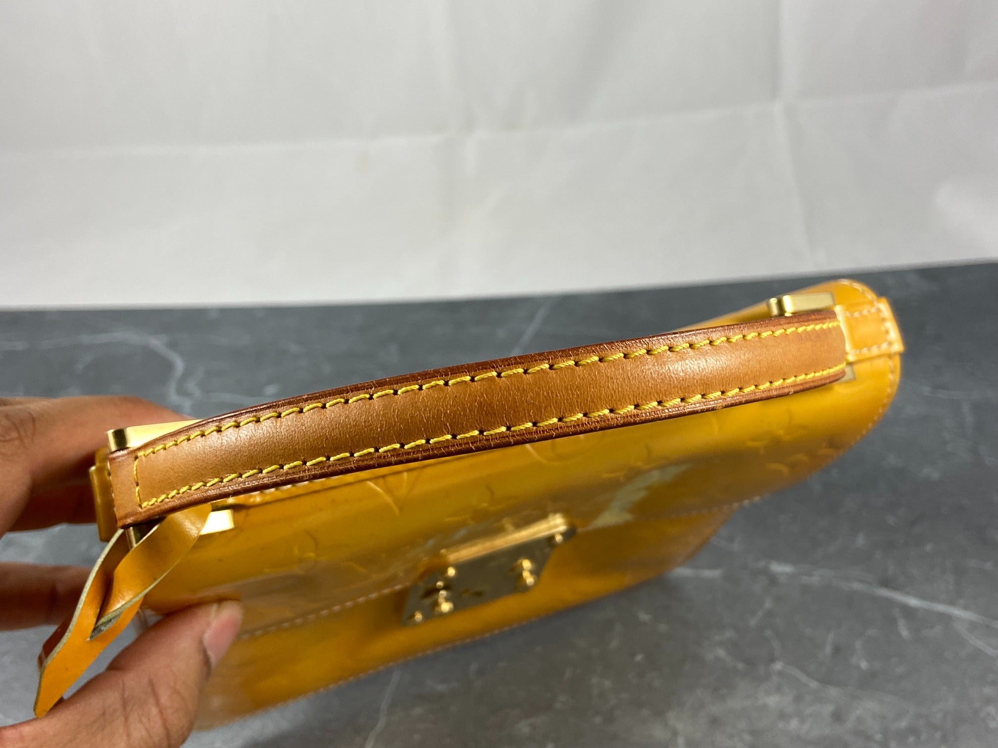 Louis Vuitton Spring Street Handbag Yellow Vernis Leather