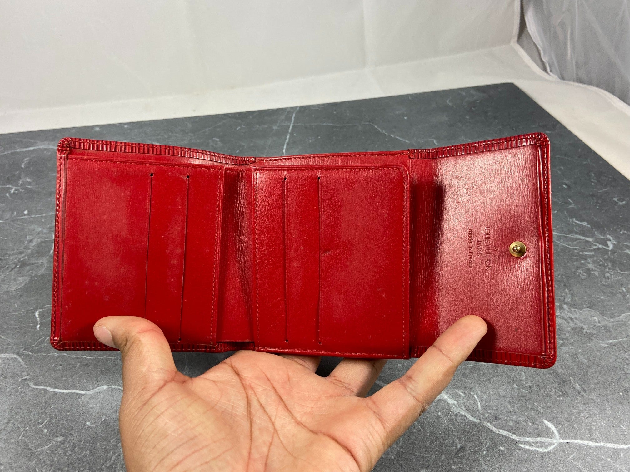 Louis Vuitton Elise Wallet Red Epi Leather