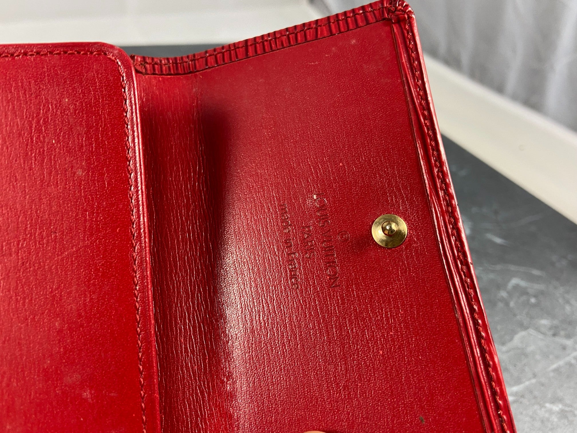 Louis Vuitton Elise Wallet Red Epi Leather