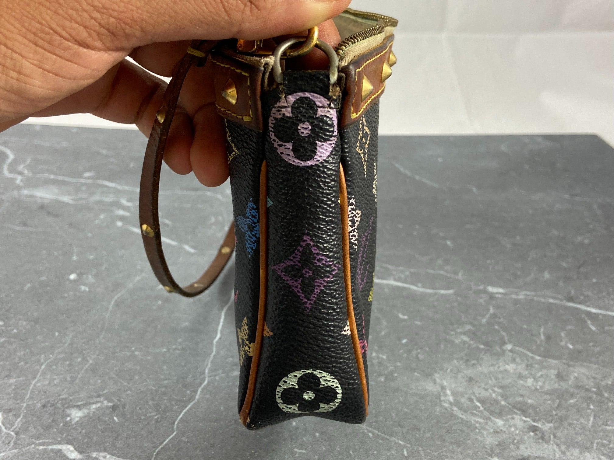 Louis Vuitton Takashi Murakami Multicolor Pochette Accessoires Black