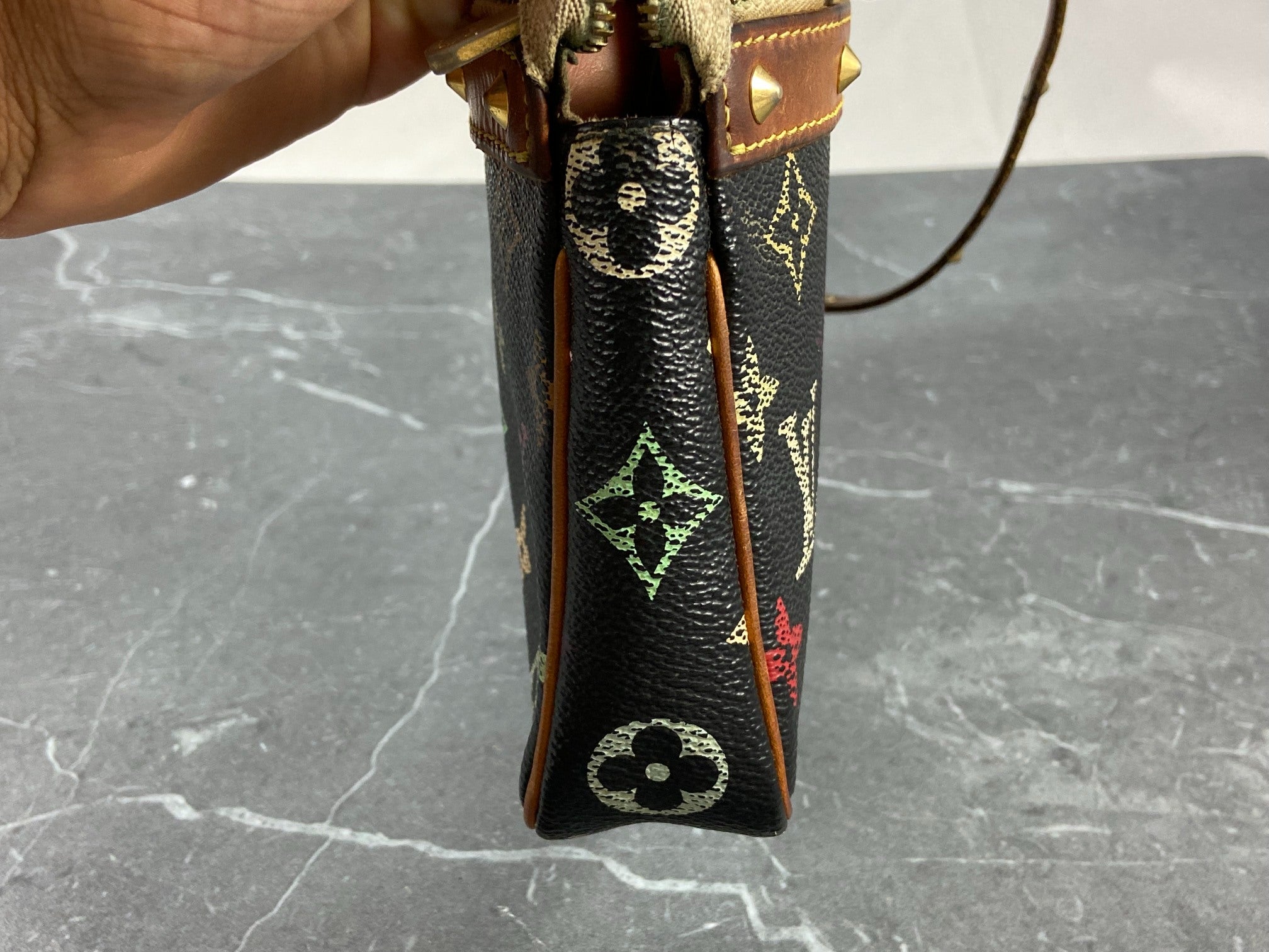 Louis Vuitton Takashi Murakami Multicolor Pochette Accessoires Black