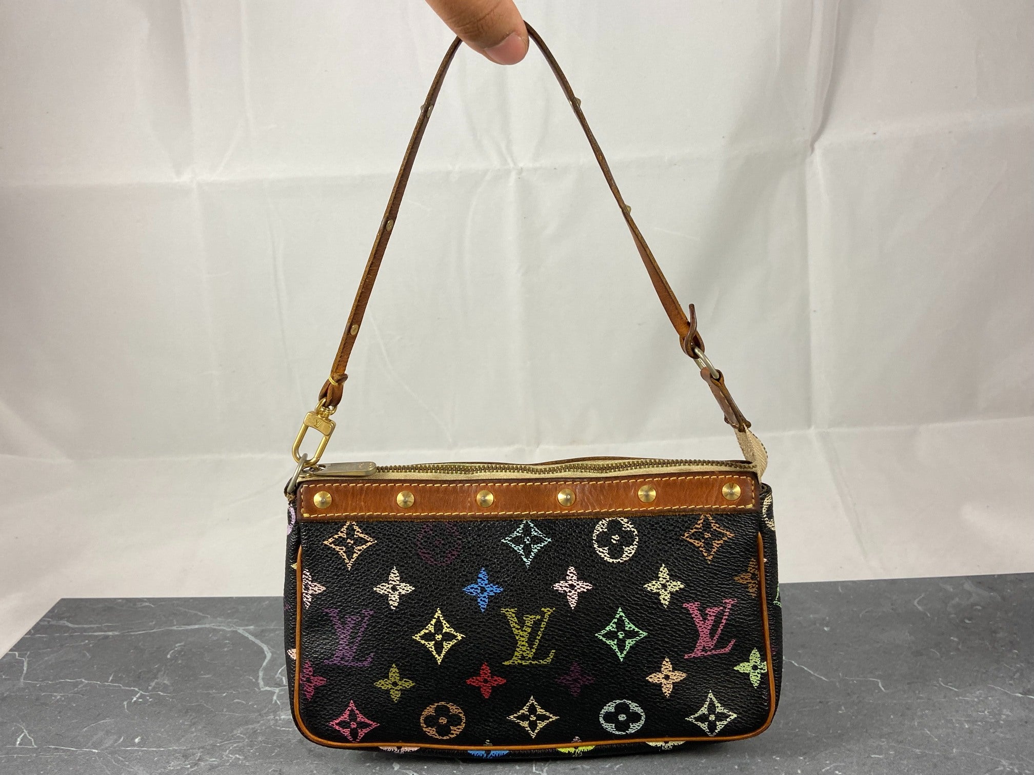Louis Vuitton Takashi Murakami Multicolor Pochette Accessoires Black