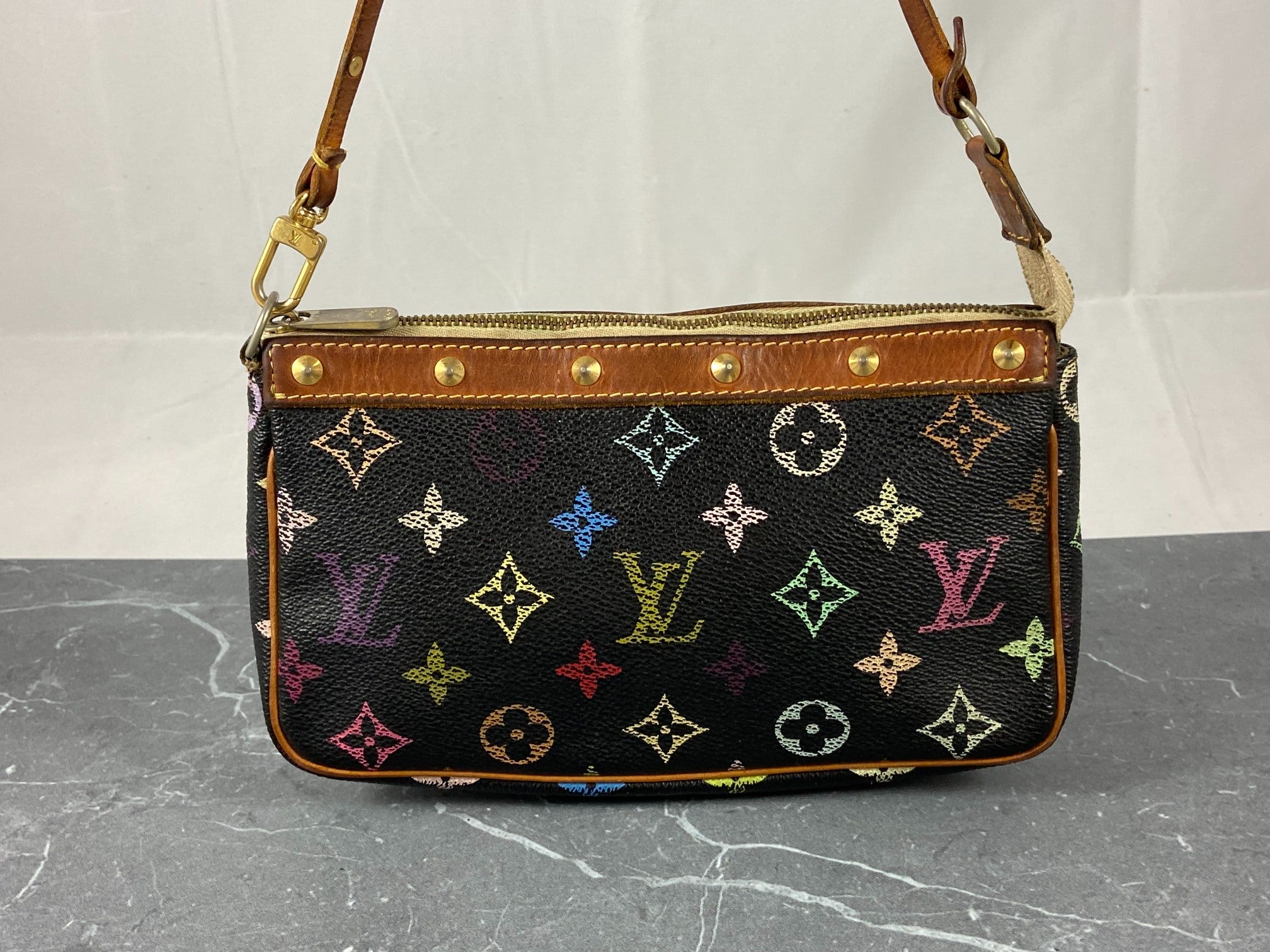 Louis Vuitton Takashi Murakami Multicolor Pochette Accessoires Black
