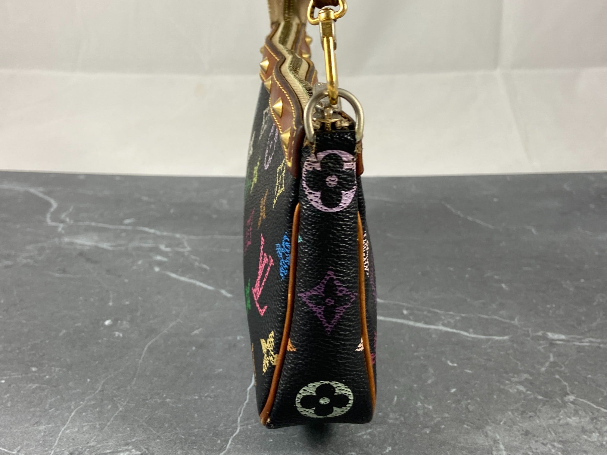 Louis Vuitton Takashi Murakami Multicolor Pochette Accessoires Black