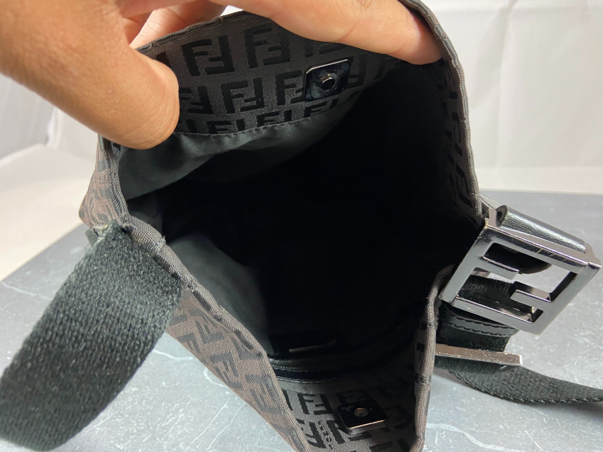 Fendi Shoulder / Side Bag Black Zucchino Monogram